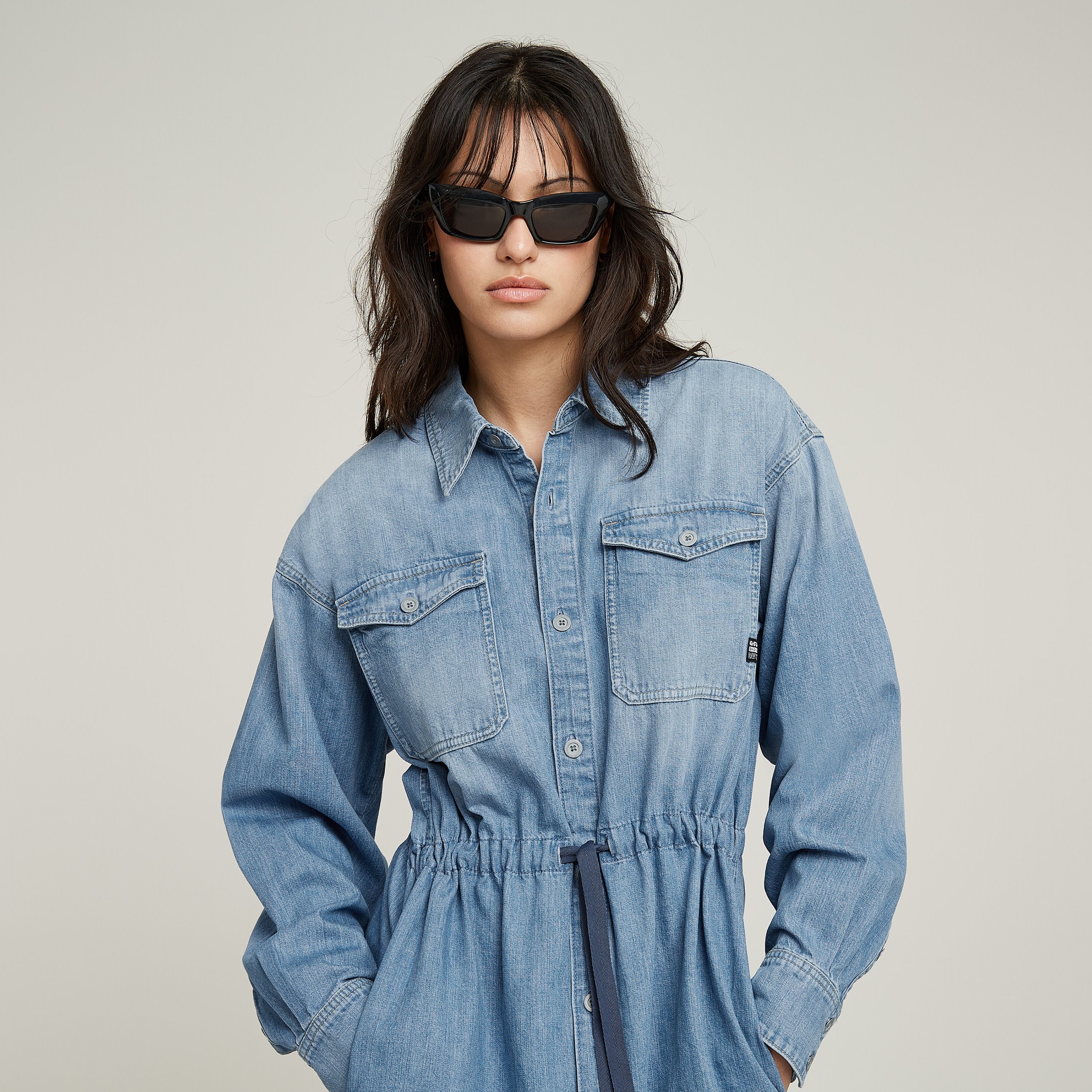 G-STAR Jeanskleid »Relaxed Drawcord Denim Dress«, mit Taschen in der Seitennaht