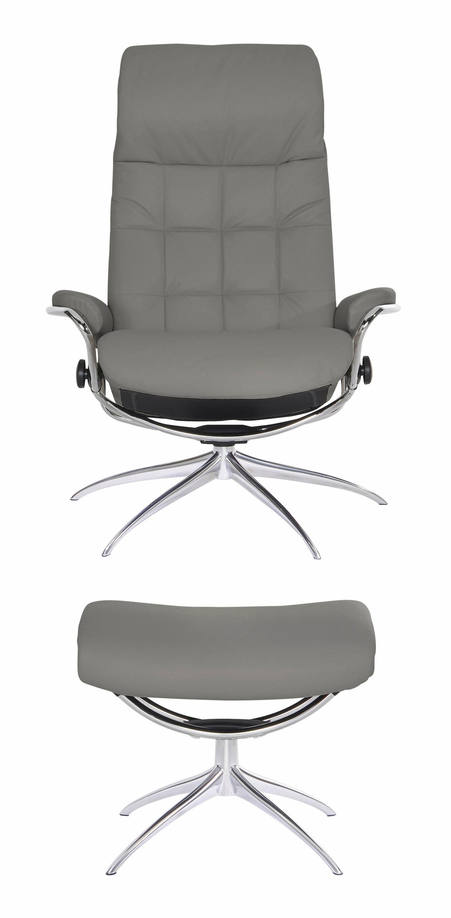 Stressless® Relaxsessel »London« Set, Relaxsessel mit Hocker,  mit Hocker, High Back, mit Star Base, Gestell Chrom