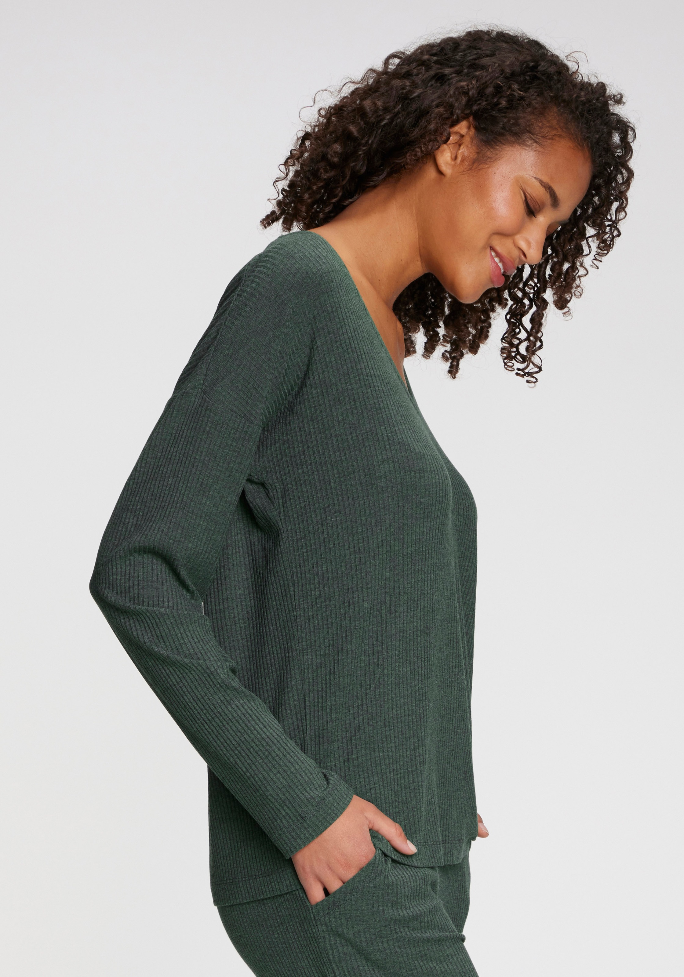 s.Oliver Pyjamaoberteil 1-teilig,  aus weicher Rippqualität