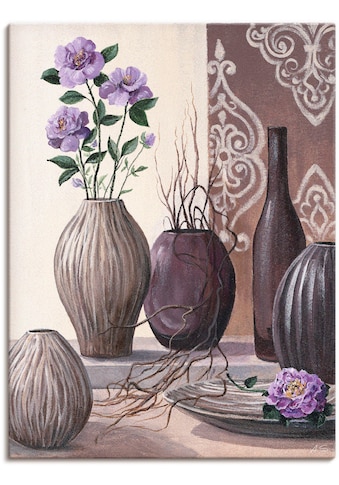 Wandbild »Violette Rosen und braune Vasen«, Vasen & Töpfe, (1 St.)