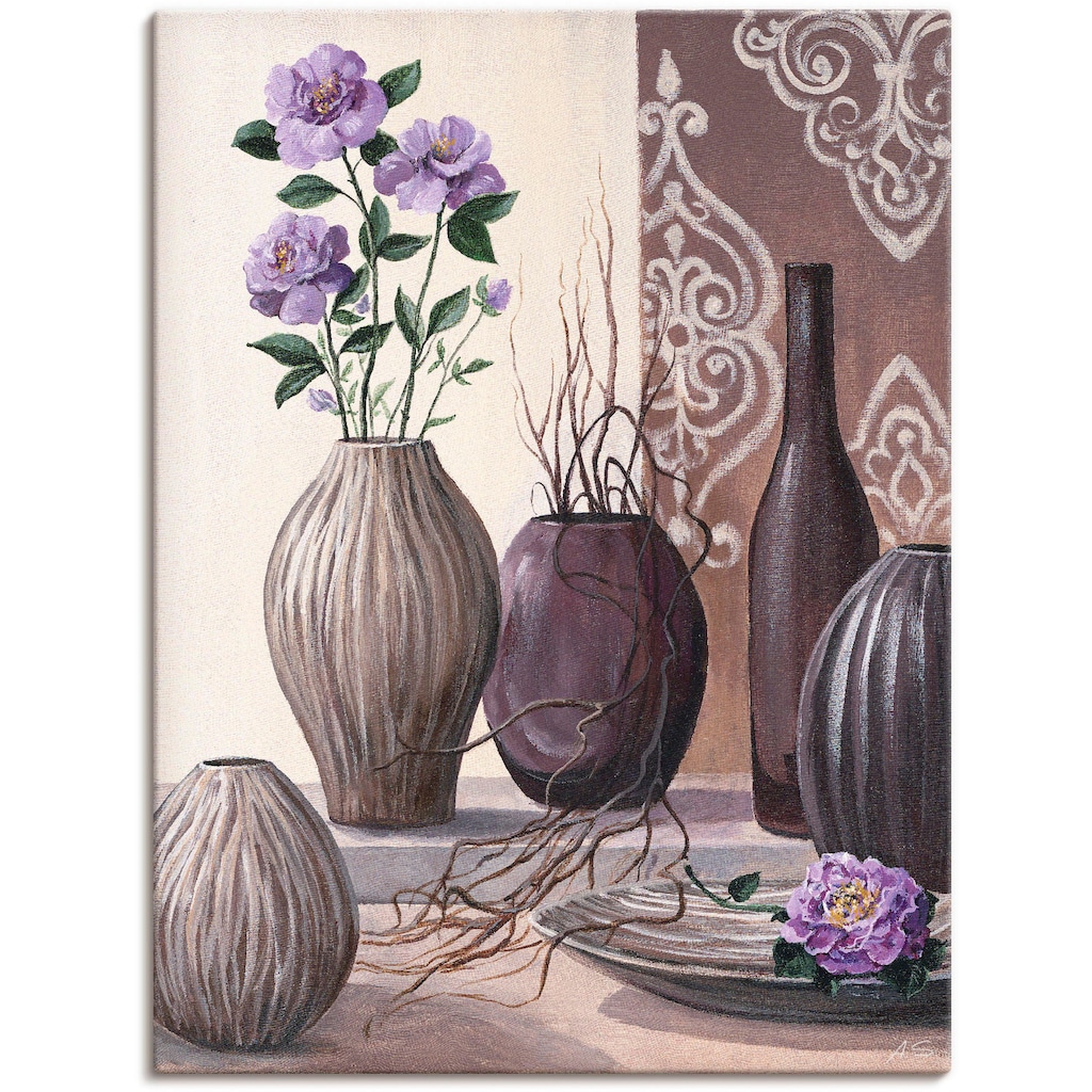 Artland Wandbild »Violette Rosen und braune Vasen«, Vasen & Töpfe, (1 St.), als Leinwandbild in verschied. Größen
