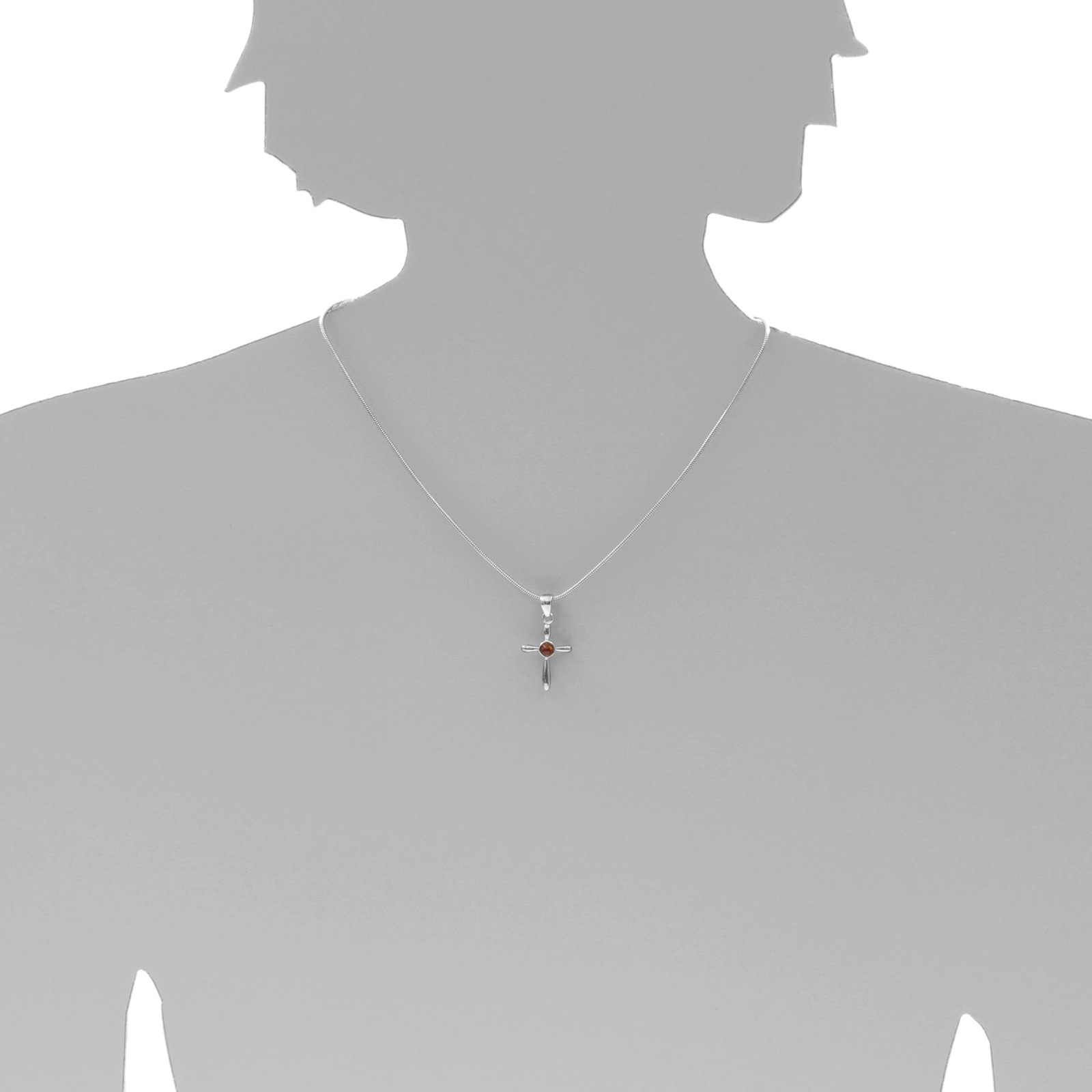 OSTSEE-SCHMUCK Kette mit Anhänger »- Kreuz 24 x 16 - Silber 925/000 - Bernstein«