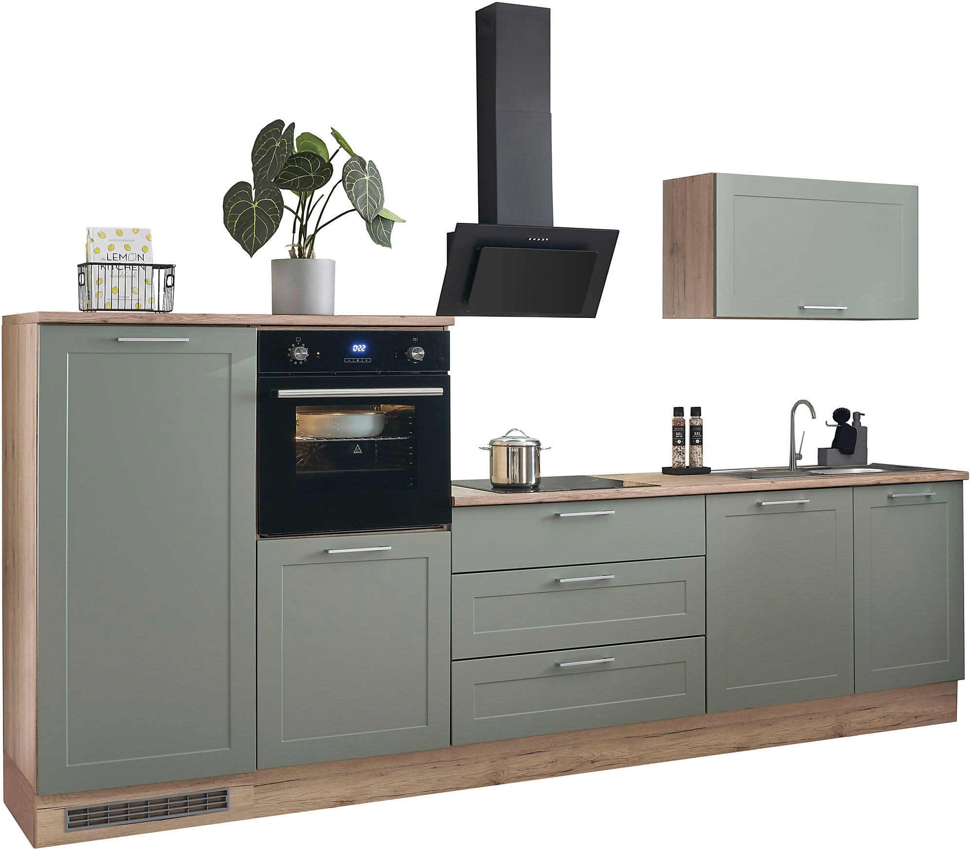 BASIC by Balculina Küchenzeile »Marsi«, Breite 320 cm, wahlweise mit E-Geräten, mit Soft-Close-Funktion