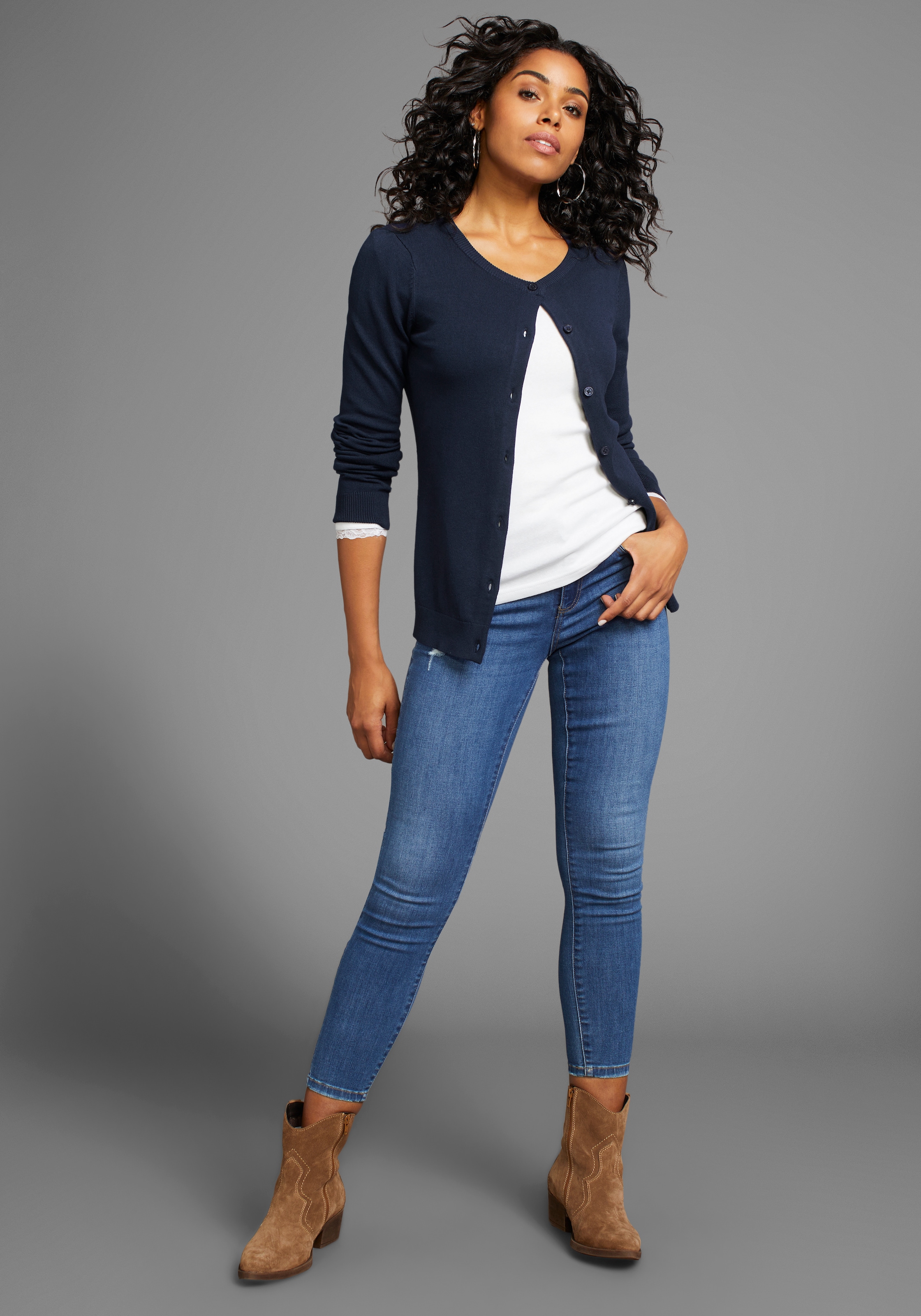 Laura Scott Strickjacke, mit Knopfleiste