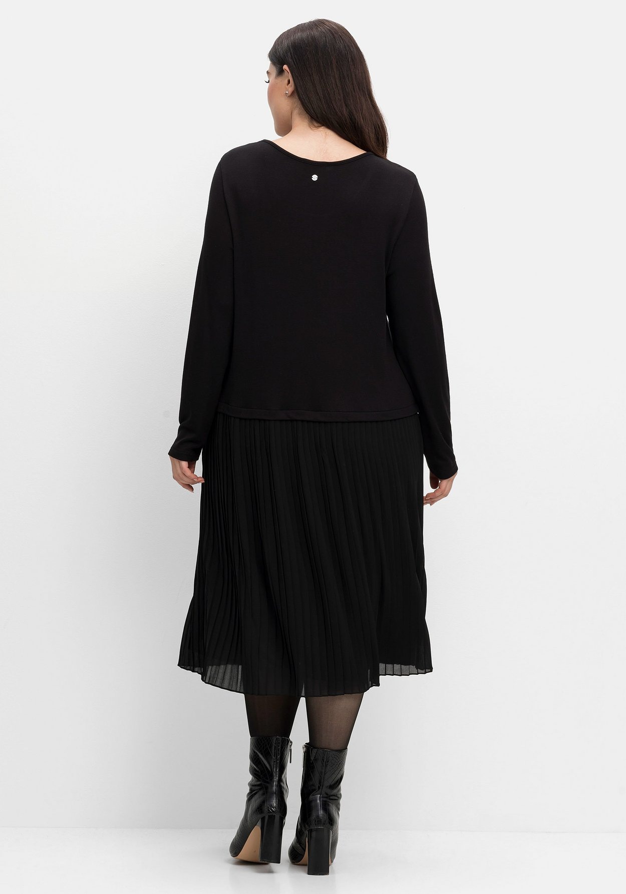 Sheego Strickkleid »Strickkleid mit Plisseerock aus Chiffon«