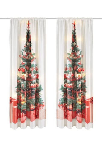 my home Vorhang »Xmas Tree W/LED«, (1 St.), Blickdicht, HxB: 230x140, LED-Lichter kaufen
