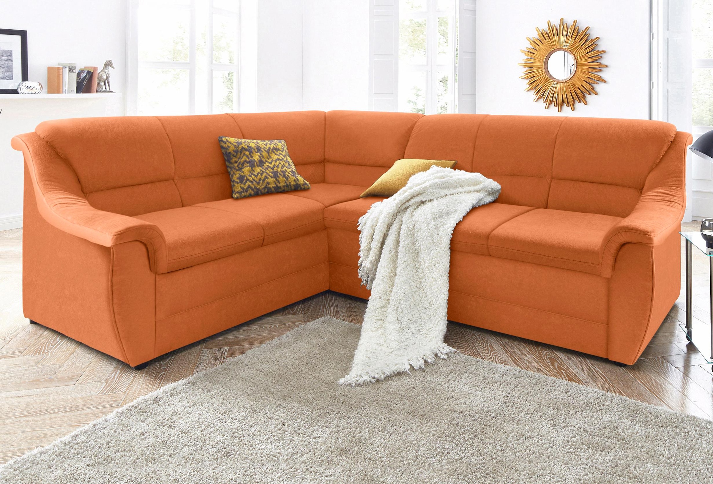 DOMO collection Ecksofa »Lale zeitlose Formensprache, komfortabel, L-Form«, mit langem Schenkel, wahlweise mit Bettfunktion