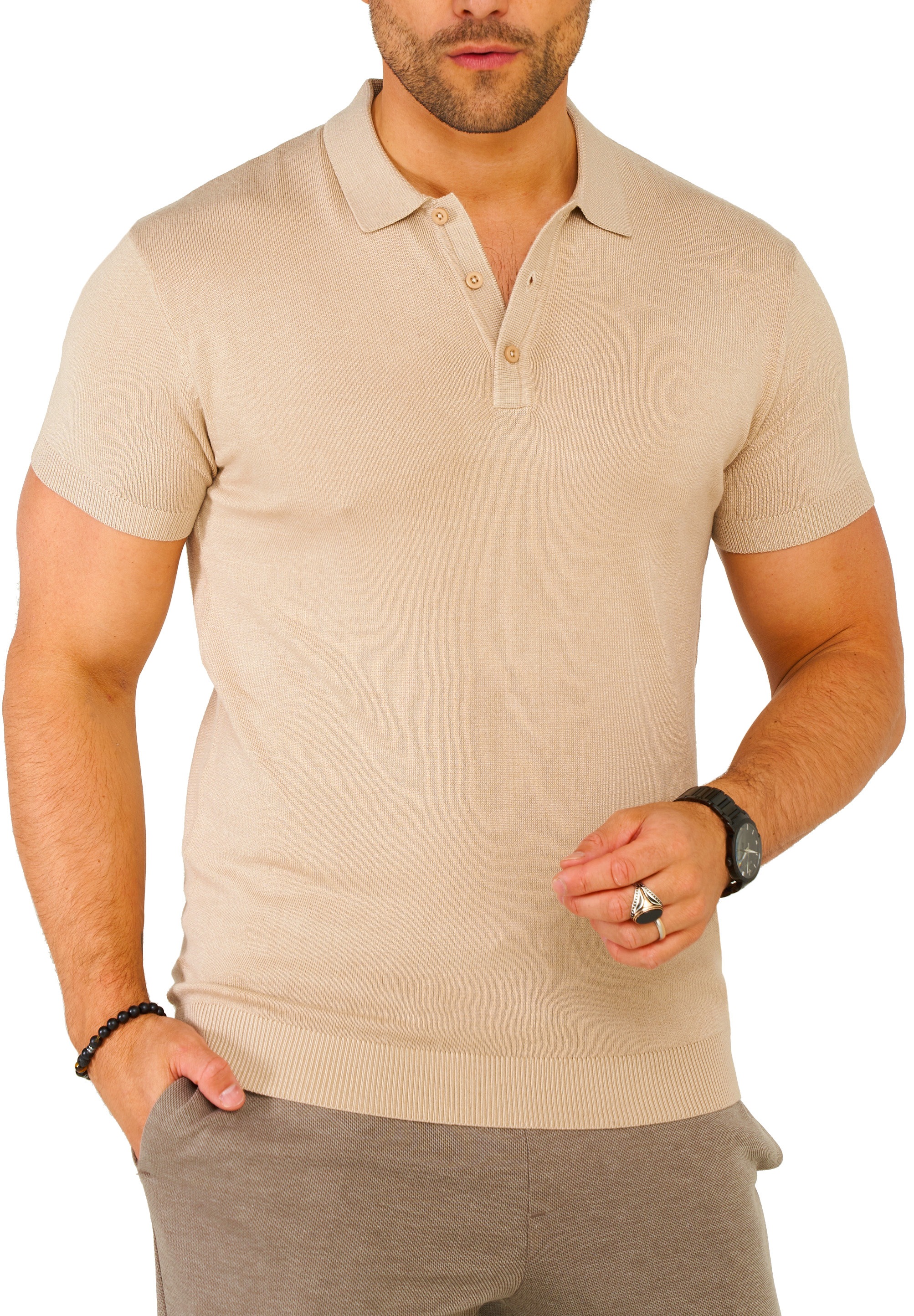 SOULSTAR Poloshirt »Kurzarm Polo T-Shirt für Herren« Herren Basic Kurzarm Knit Polo Hemd Feinstrick
