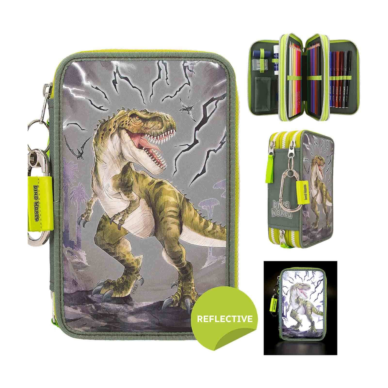 Depesche Buntstift »3-Fach Federtasche Reflector Dino World 20 x 13 cm grün«