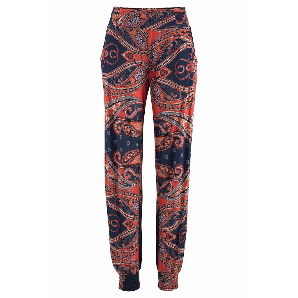 LASCANA Strandhose, mit Paisleyprint und Taschen, leichte Jerseyhose, elastisch