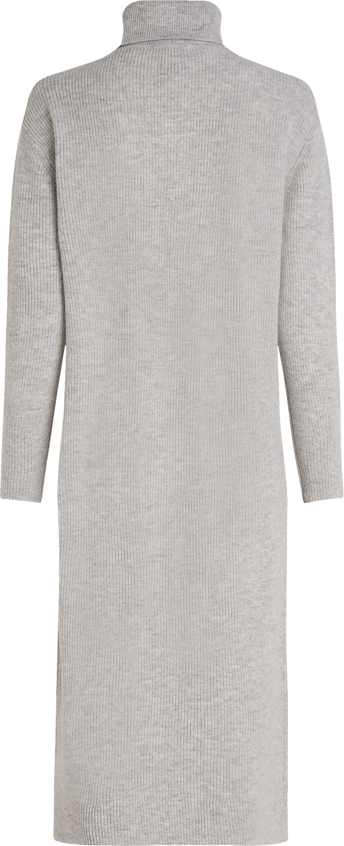 Tommy Hilfiger Strickkleid »WOOL CASH ROLL-NK LONG DRESS«, mit Logostickerei, in Rippoptik