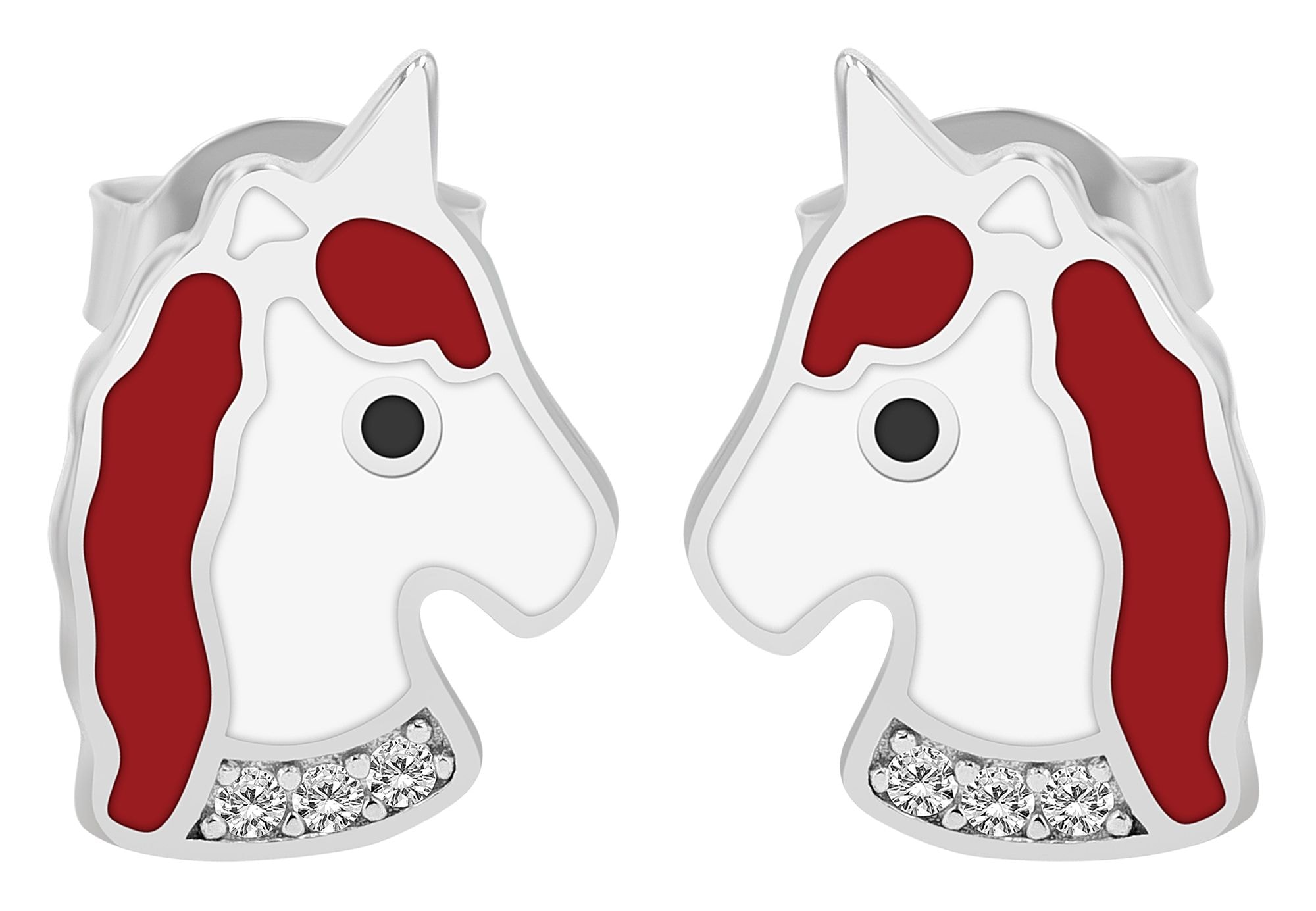 Adelia´s Paar Ohrstecker »Kinder Ohrringe ¿ Ohrstecker Einhorn aus 925 Silber mit Emaille«
