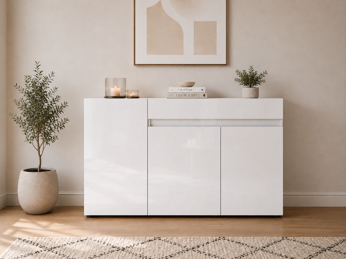 Home affaire Sideboard »MISTER, Kommode, Lowboard, Schrank, Breite 135 cm, Made in Italy« Korpus und Fronten komplett Hochglanz lackiert B/H 135x80cm