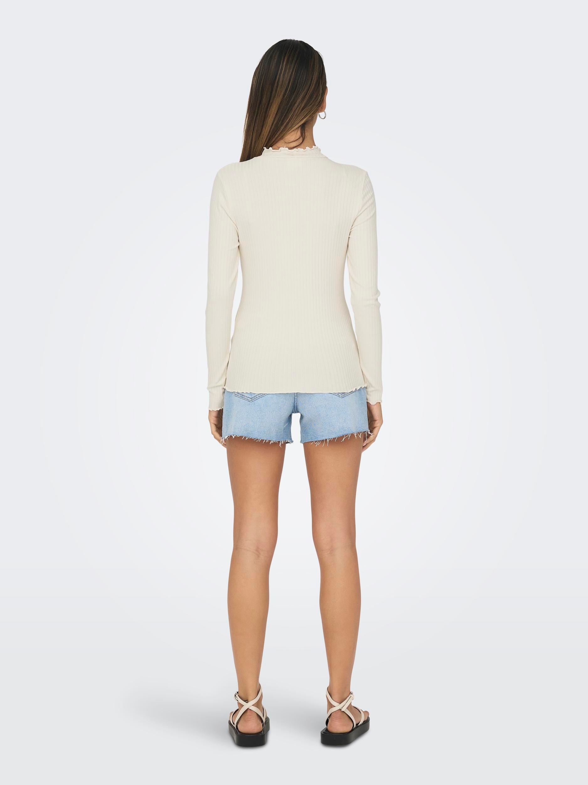 JDY Langarmbluse »JDYFRANSISKA L/S HIGHNECK TOP JRS NOOS«, mit gewellten Säumen
