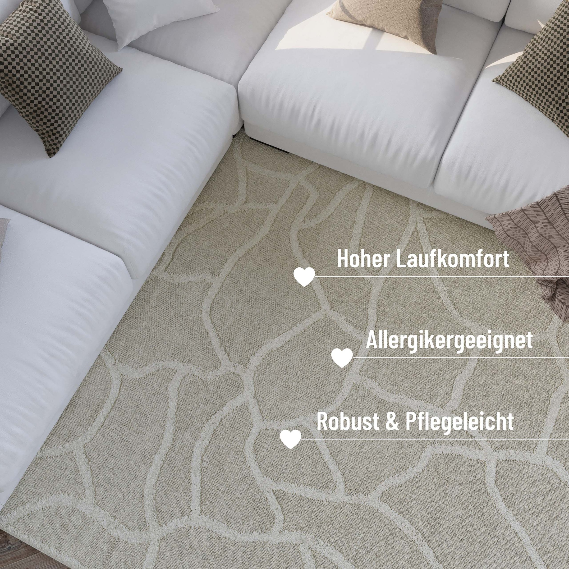 Wecon home Teppich »Hamptons TWENTYSIX«, rechteckig, 10 mm Höhe, Läufer, Kurzflor, Wohnzimmer, Schlafzimmer, elegant, Mosaik