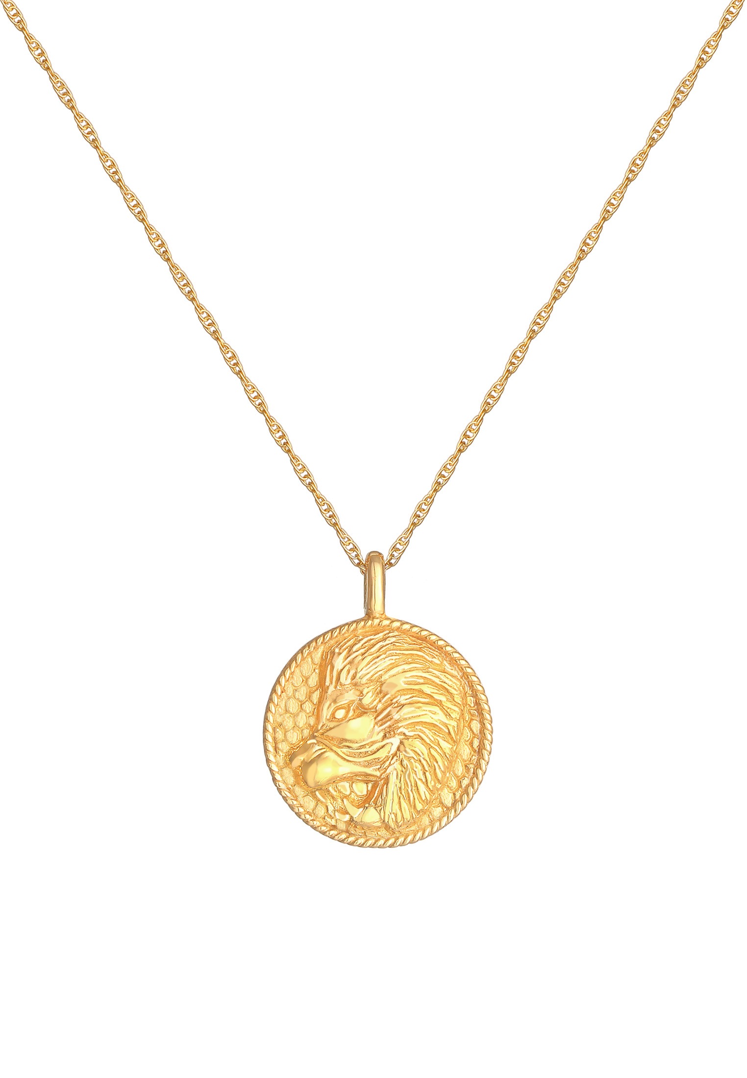 Elli Kette mit Anhänger »Halskette Sternzeichen Löwe Astro Münze Antik 925 Silber«