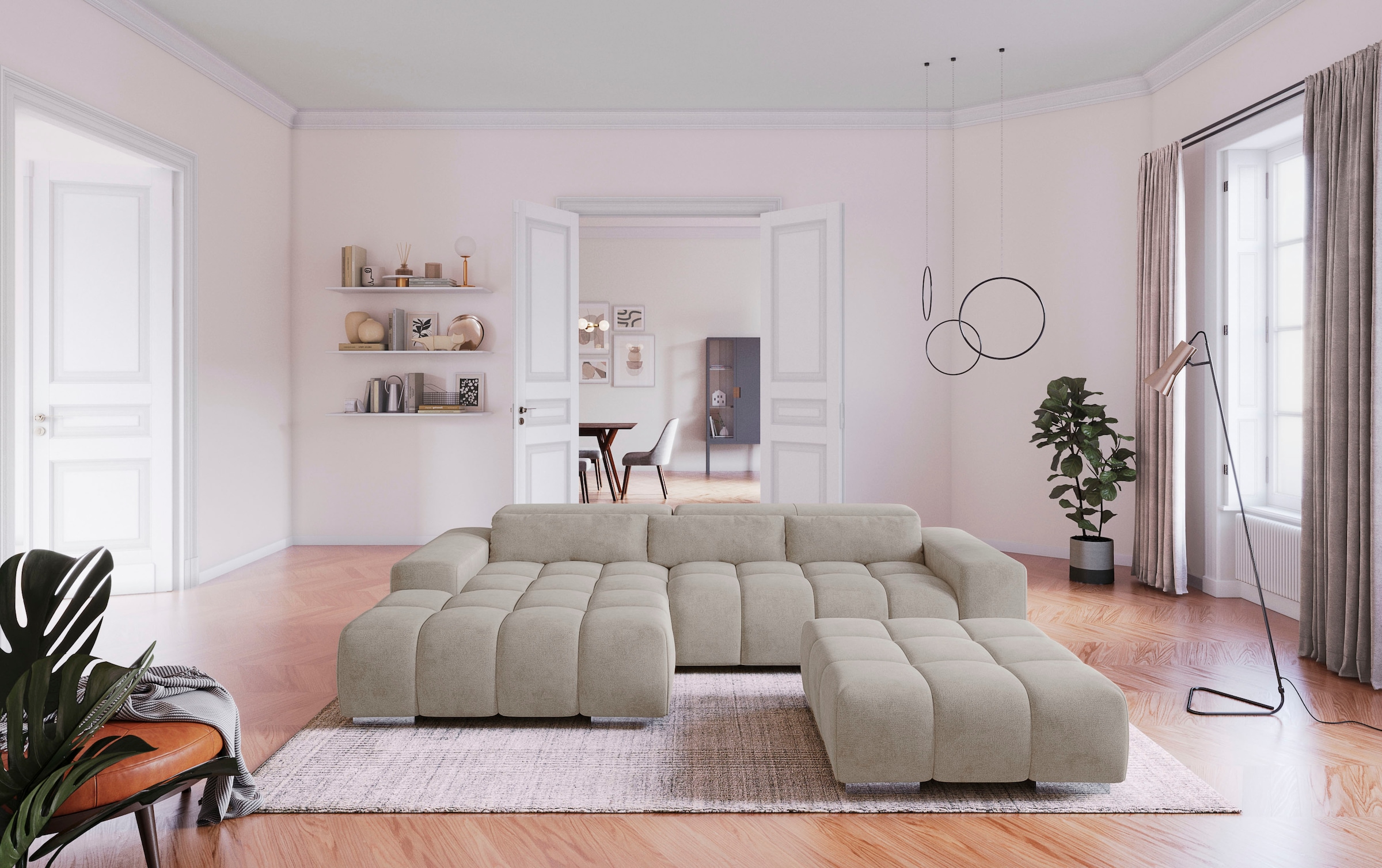 COTTA Ecksofa »Orion L-Form, B: 307 cm« 2x Kopfteilverstellung & 3 Nierenkissen