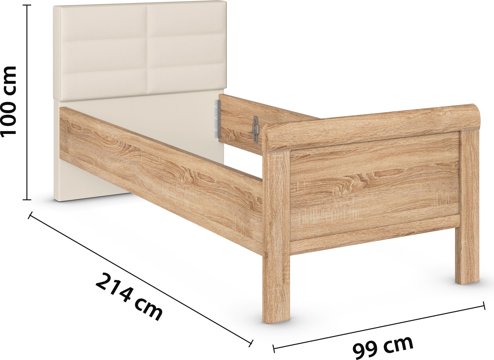 rauch Bett »Bett Einzelbett Stollenbett EVELYN«, in Komforthöhe mit Polsterkopfteil in elegantem Stil MADE IN GERMANY