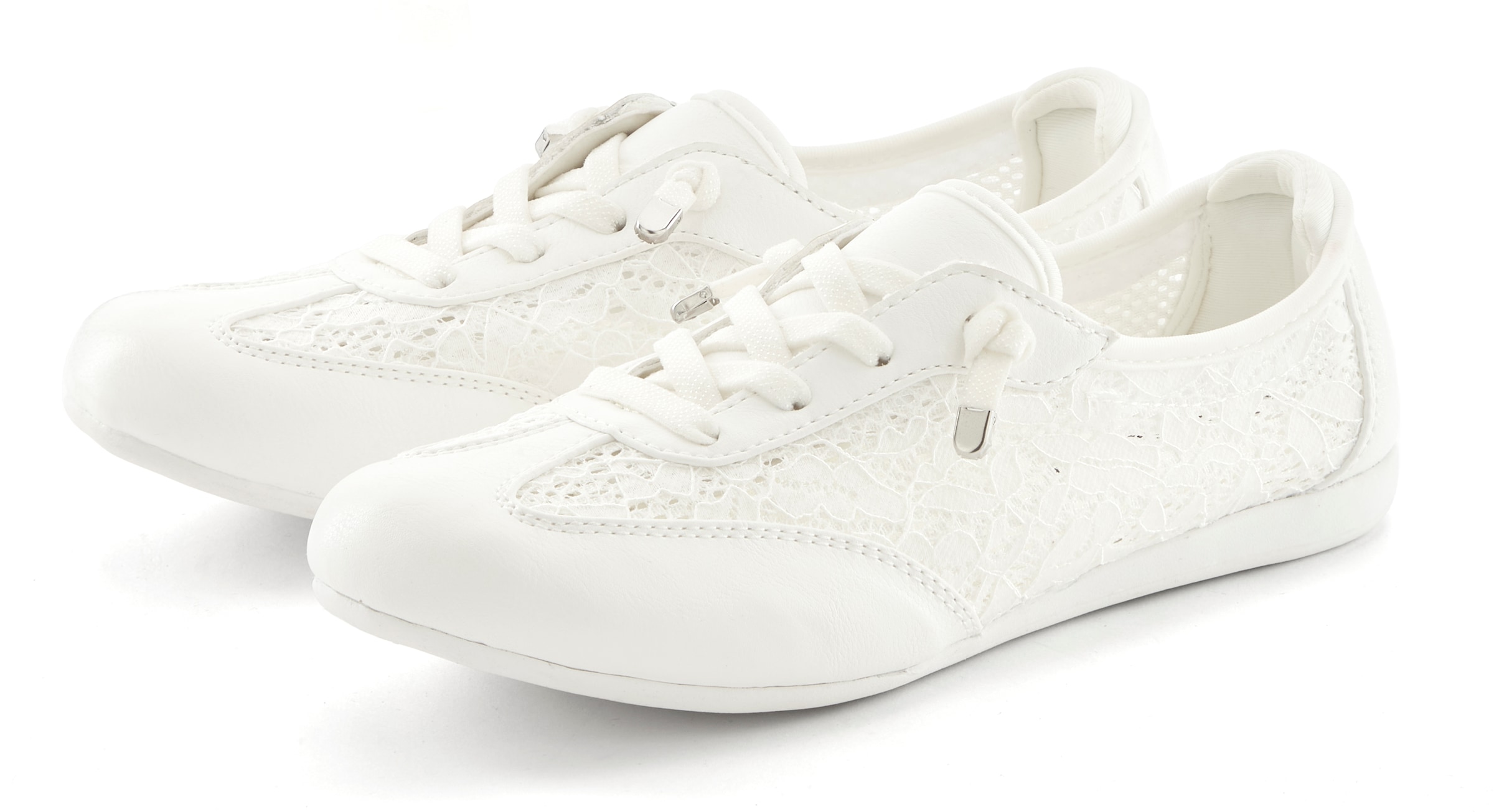 LASCANA Sneaker »Slip In Sneaker, Freizeitschuh, Halbschuh«, mit modischen Spitzendetails VEGAN