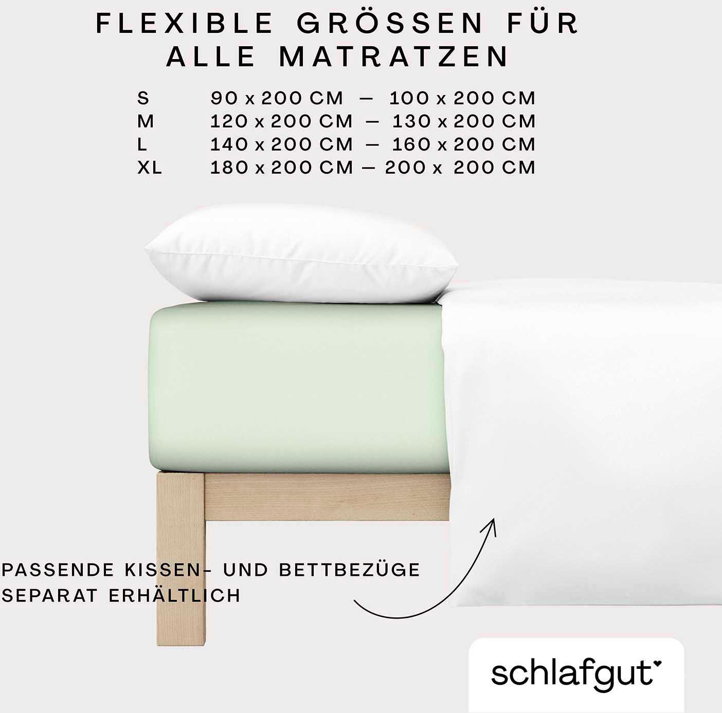 Schlafgut Spannbettlaken »CASUAL u.a. in Gr. 90x200, 140x200 oder 180x200 cm, 100% Bio-Baumwolle«, Bettlaken für Matratzen bis 25 cm Höhe, zuverlässig, langlebig, weich