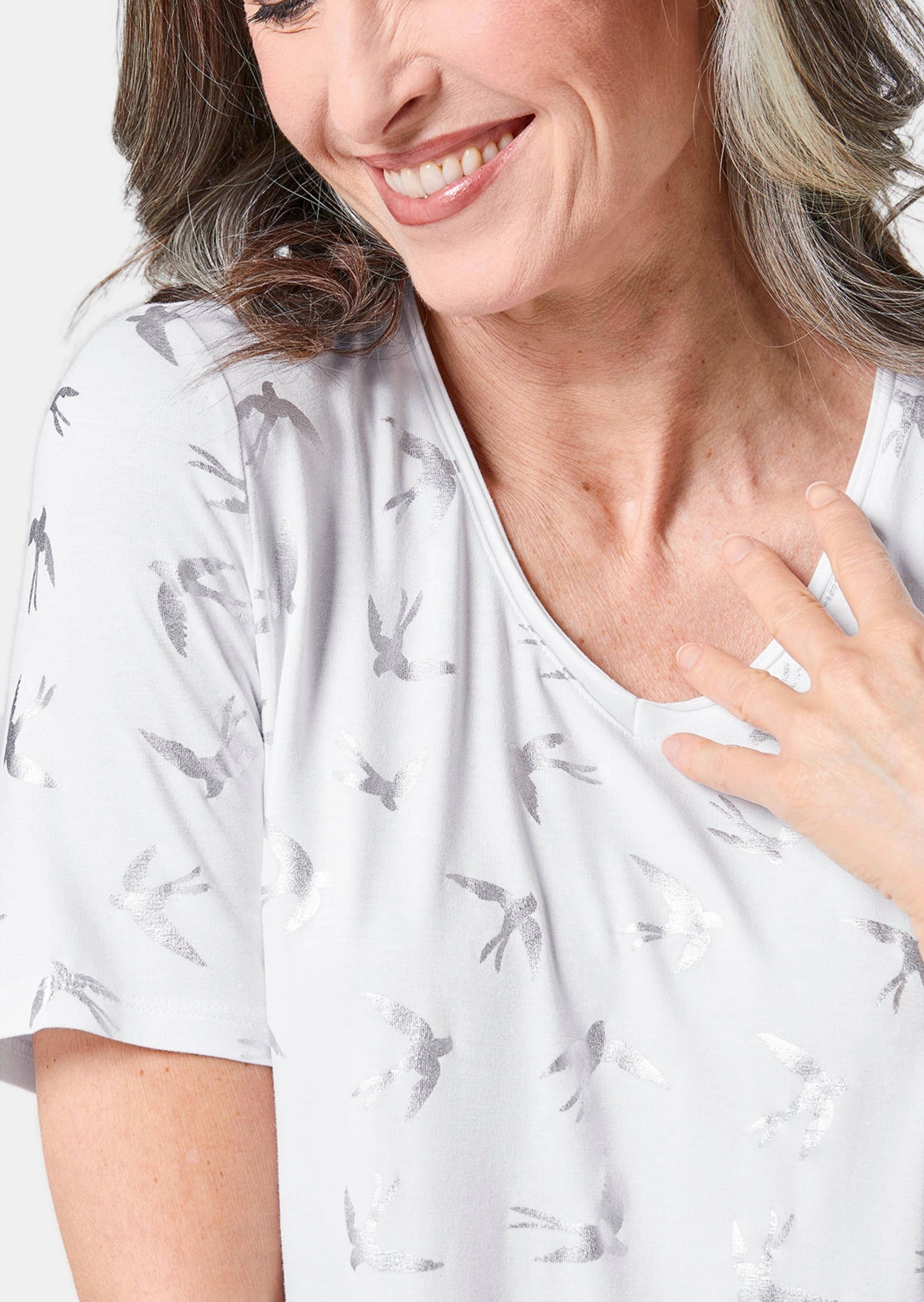 GOLDNER Print-Shirt »Topmodisches Shirt mit glänzendem Druck«