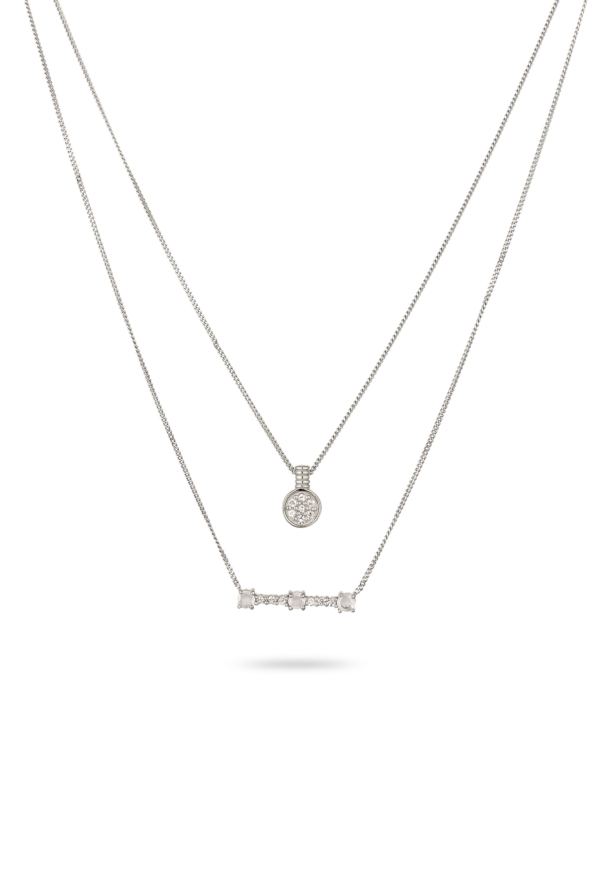 Elli Premium Silberkette »Halskette Layer Mondstein Regenbogen 925 Sterling Silber«