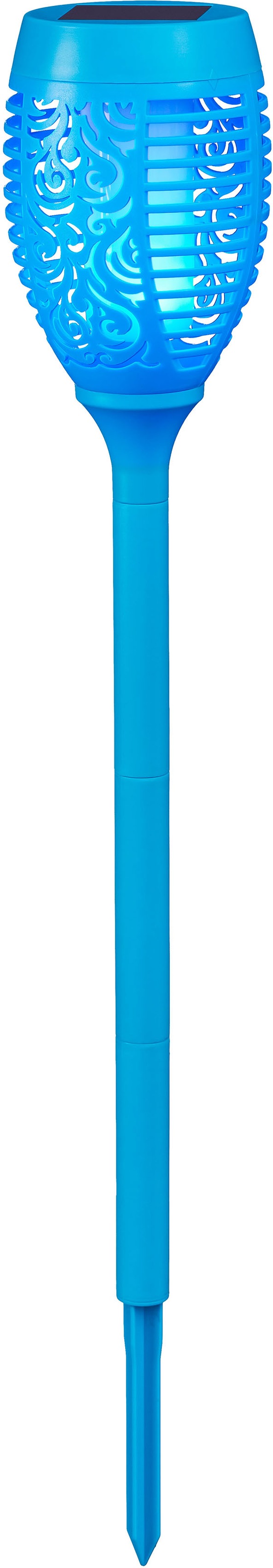 Bonetti LED Gartenfackel LED-Modul 1 Stk. LED Solar Gartenfackel mit realer Flamme in blau, Größe Höhe: 72 cm