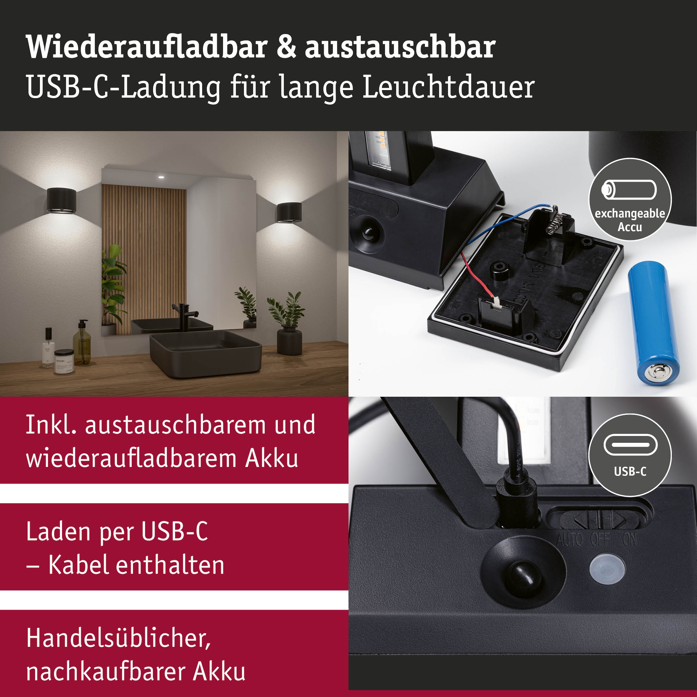 Paulmann LED Wandleuchte »Nyora IP44 2W« LED-Modul 2 Stk. Dämmerungsgesteuerter Bewegungsmelder (HF)v