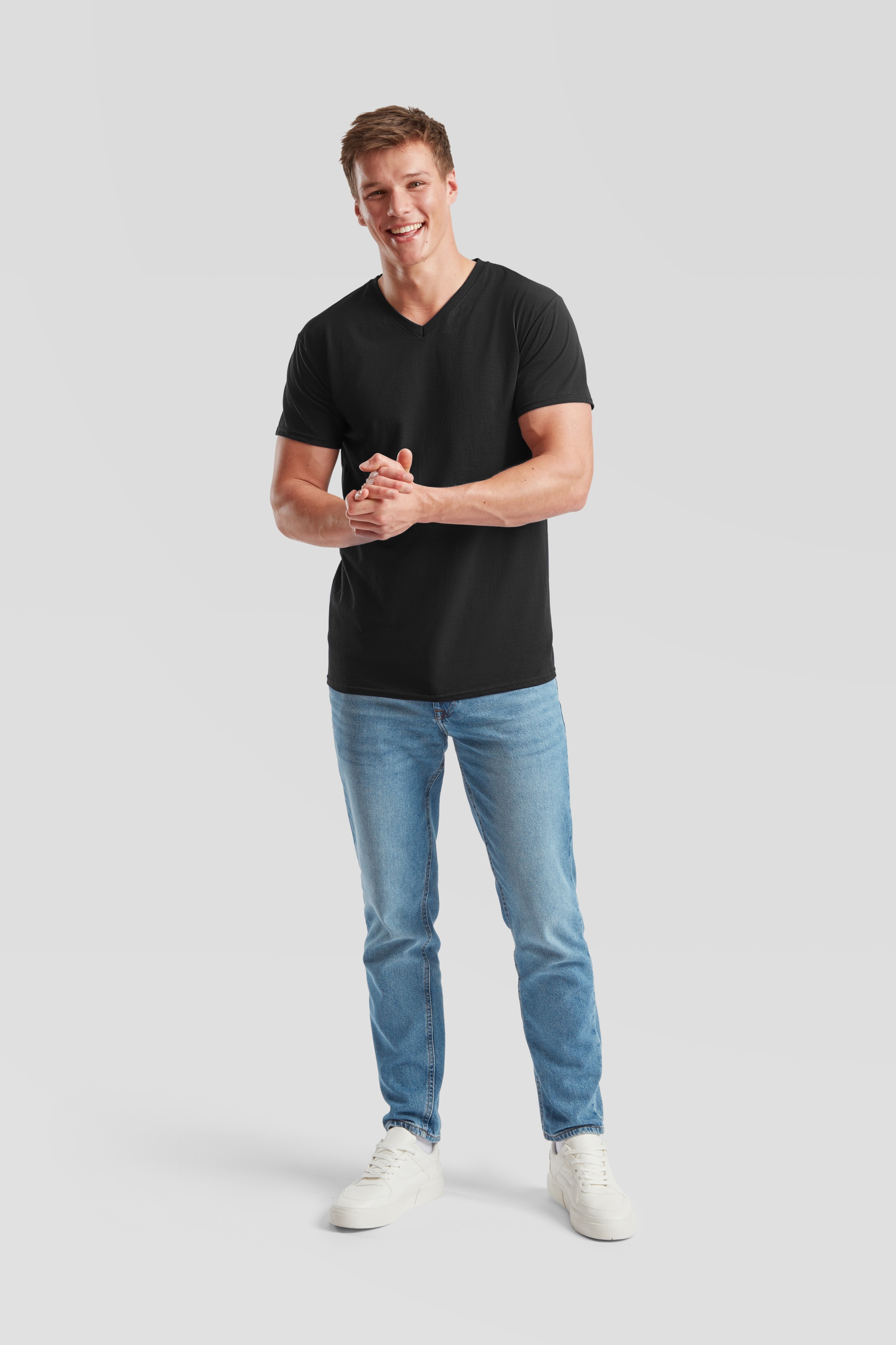 Fruit of the Loom T-Shirt Packung, 6 Stk. aus Baumwolle, V-Ausschnitt, 6-teilig