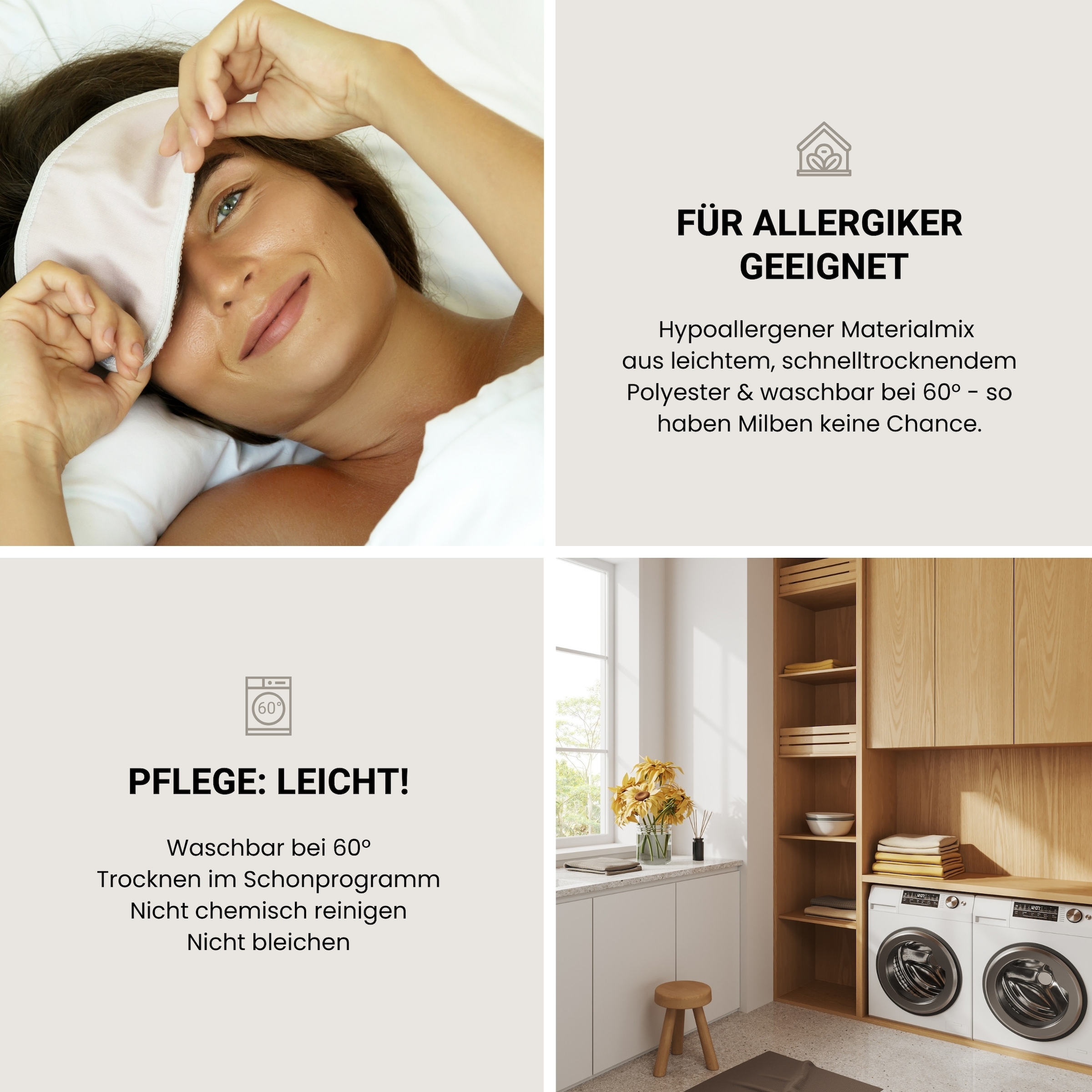 Schiesser 4-Jahreszeitenbett »Lykke - 2 zusammenknöpfbare Steppdecken für Sommer und Winter« 4-Jahreszeiten 1 Stk. tlg. STANDARD 100 by OEKO-TEX® zertifiziert