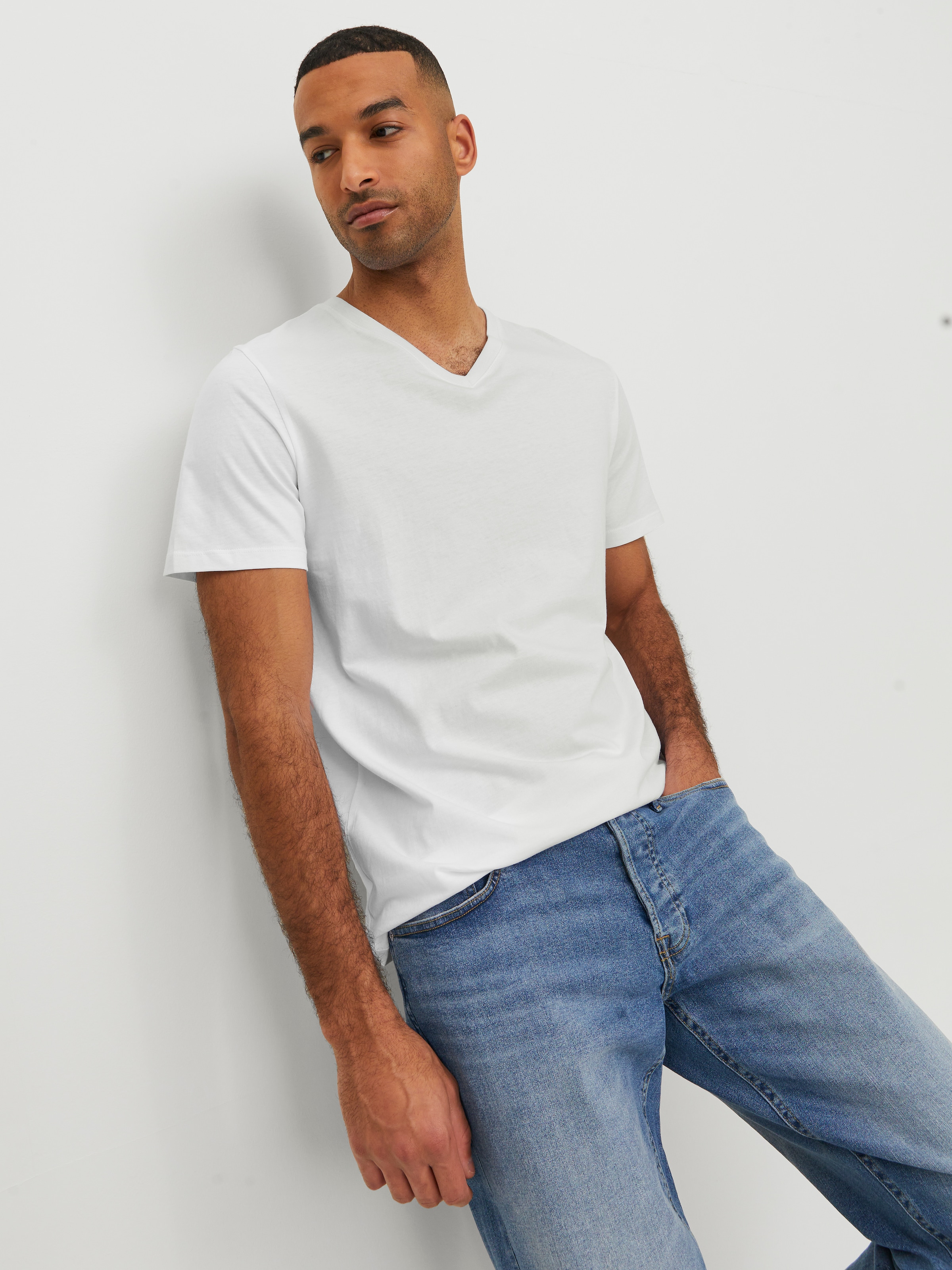 Jack & Jones V-Shirt »JJEORGANIC BASIC TEE SS V-NECK 3PK MP« Packung, 3 tlg.