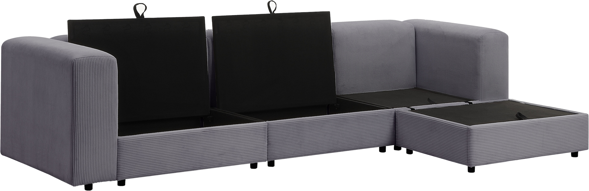 ATLANTIC home collection Ecksofa »Uno, L-Form, Breite: 307cm« beidseitig montierbarem Longchair,mit Taschenfederkern, in Cord