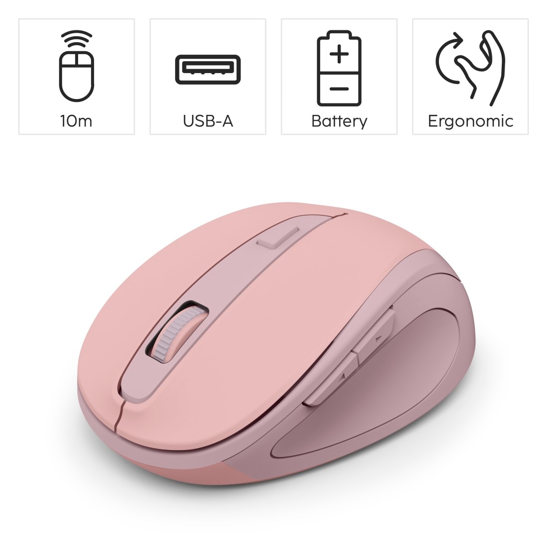 Hama Maus »Funkmaus WM-400 ergonomisch optisch 6 Tasten leise« Funk Ergonomisch, flüsterleise, 6 Tasten, DPI-Schalter, USB-Empfänger