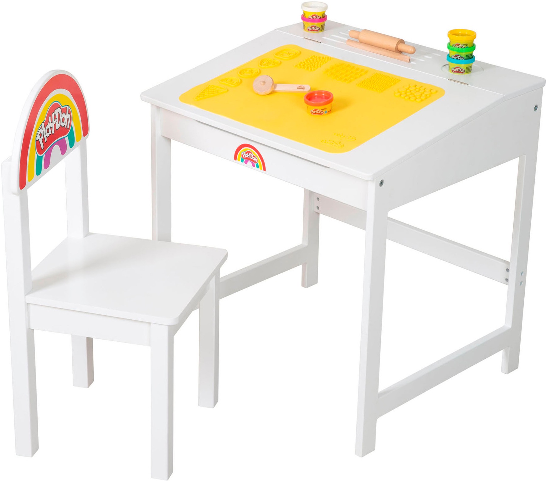 roba® Kindersitzgruppe »Play-Doh Schulpult«, (Set), inkl. 3D-Kreativmatte, 6 Knetdosen, Schürze