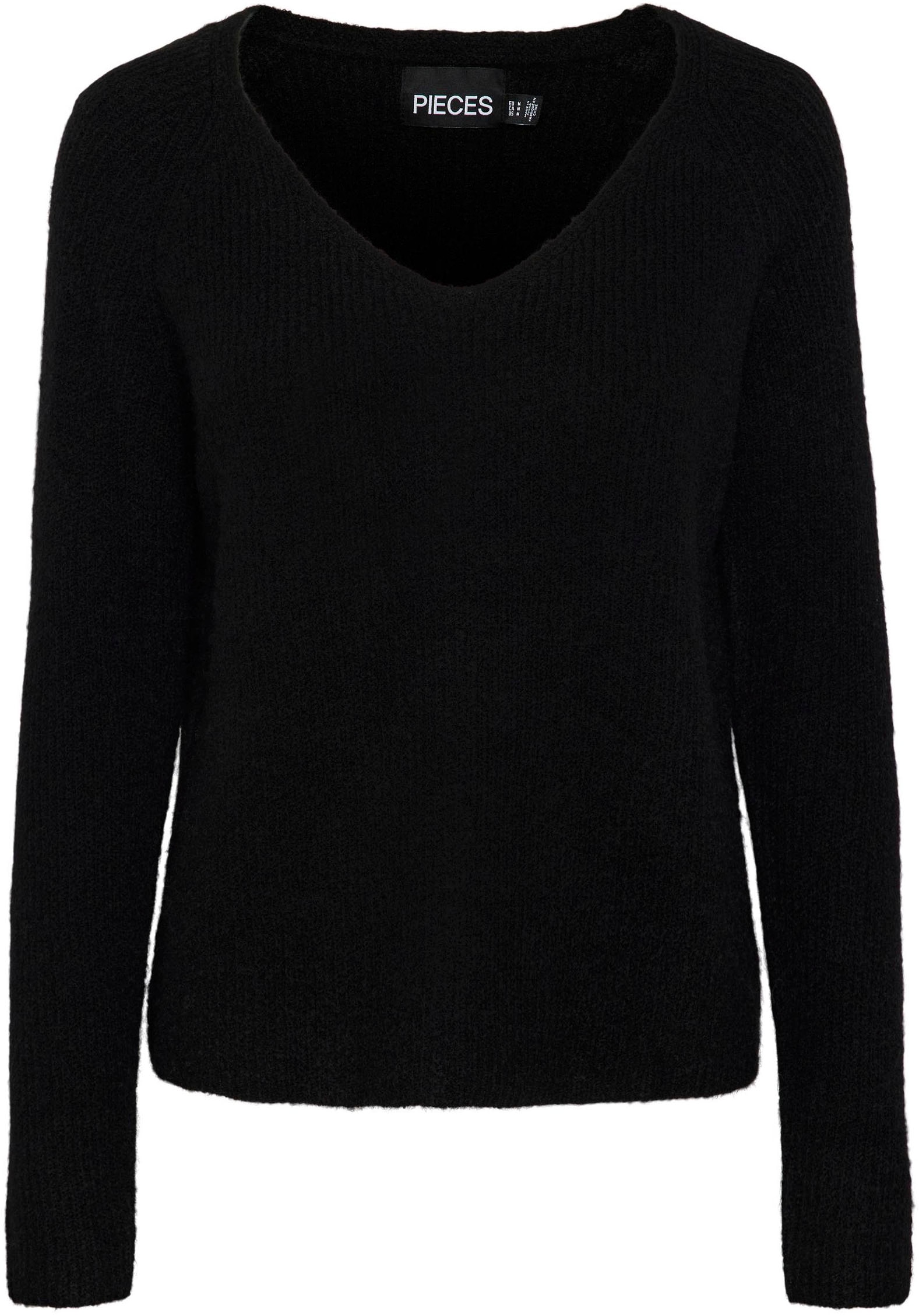 pieces V-Ausschnitt-Pullover »PCELLEN LS V-NECK KNIT NOOS BC«, mit Wolle