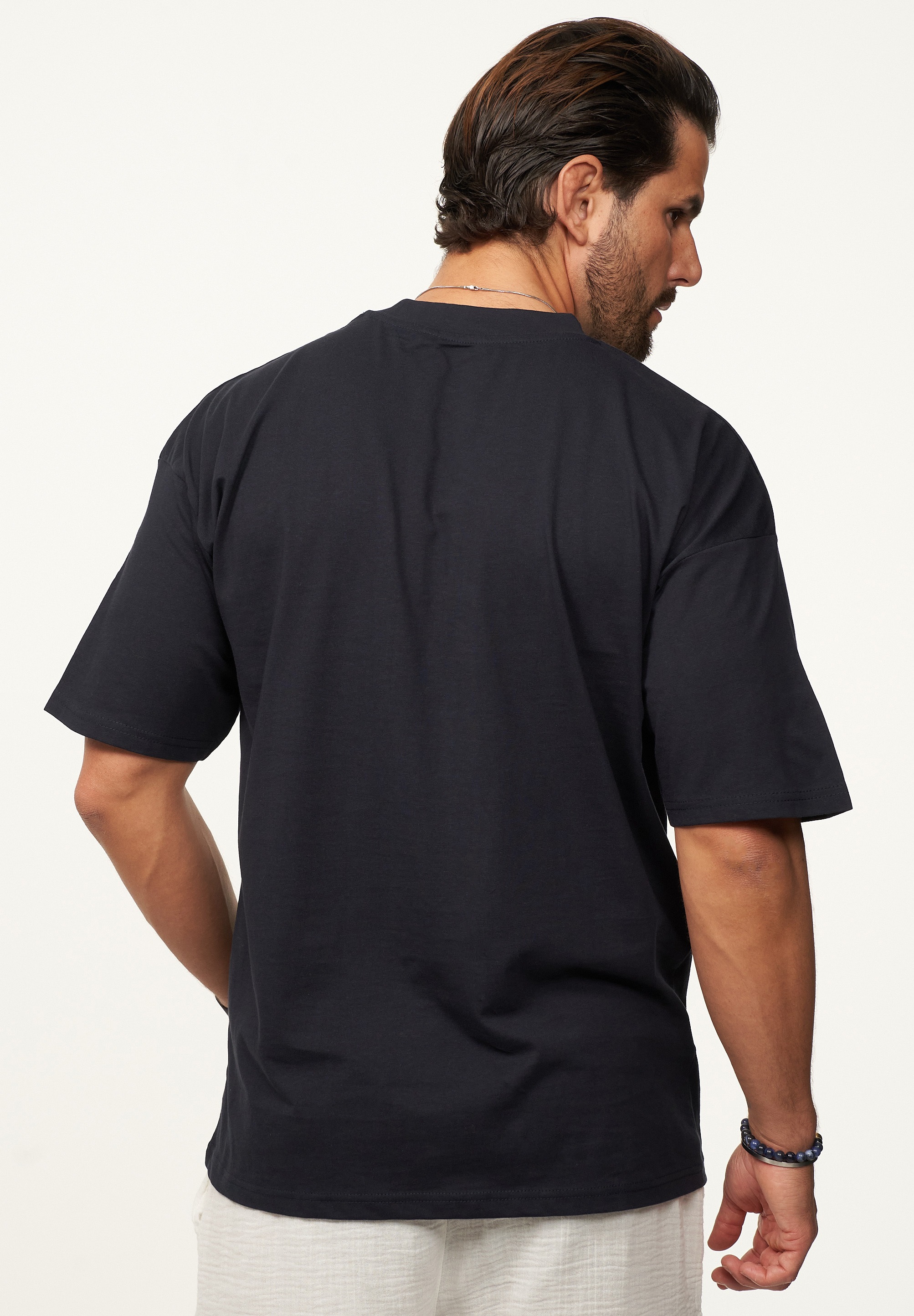 SOULSTAR T-Shirt »Kurzarm Oversize aus 100% Baumwolle mit Rundhalsausschnitt Crew Neck für Herren« Herren Oversize-Fit Kurzarm Shirt mit Rundhals-Ausschnitt