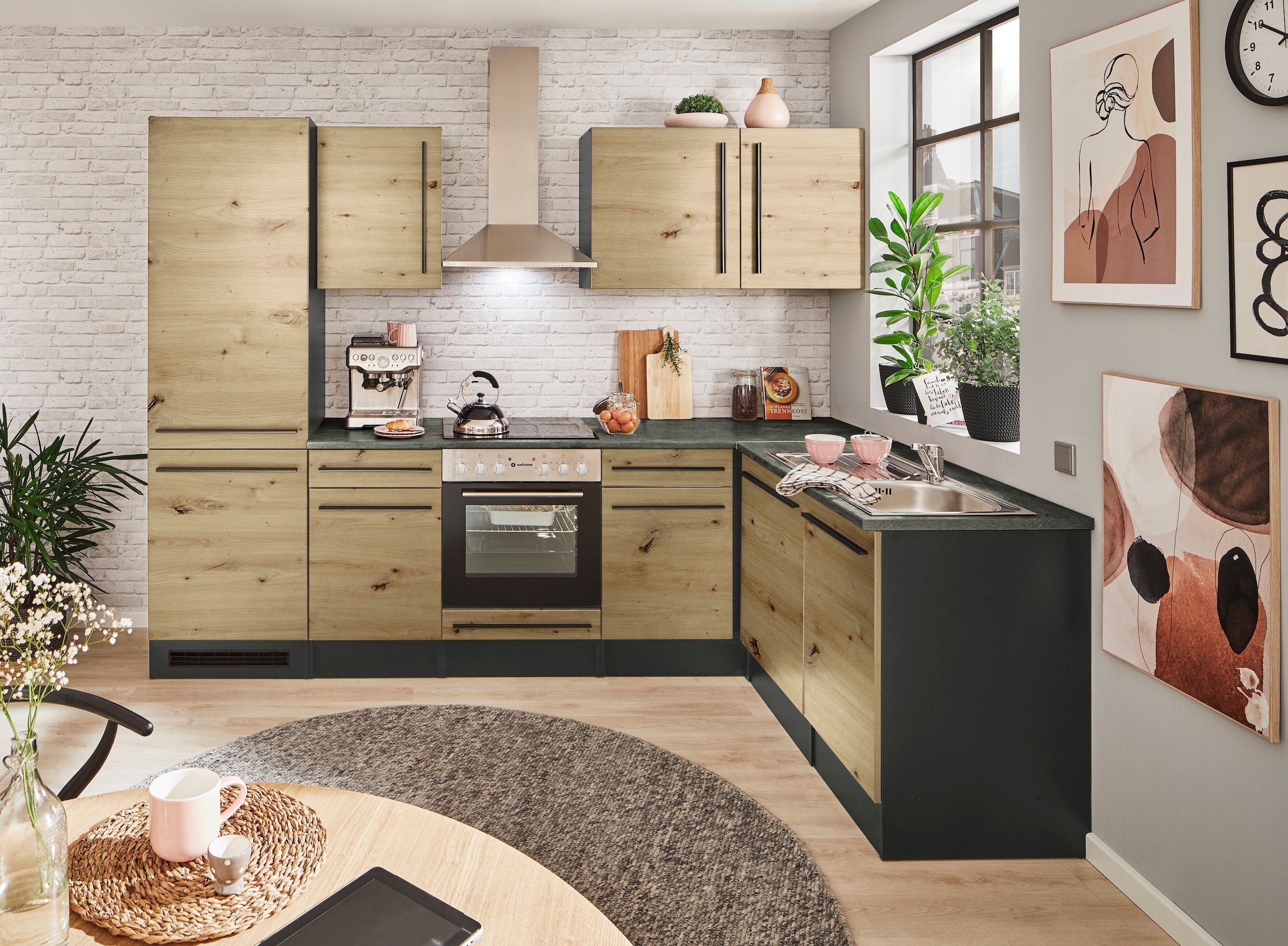 BASIC by Balculina Winkelküche »Jazz«, Stellbreite 280x175 cm, wahlweise mit E-Geräten
