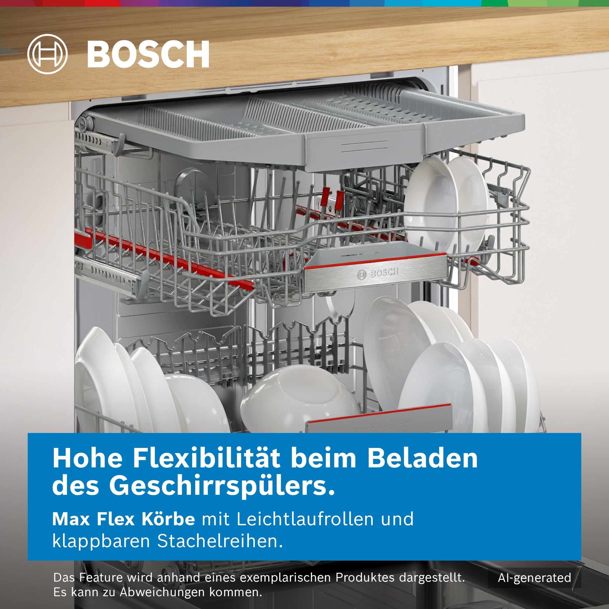 BOSCH vollintegrierbarer Geschirrspüler Serie 4 »SMV4ECX32E« 14 Maßgedecke Automatische Türöffnung gegen Kondenswasser & flexible Max Flex Körbe