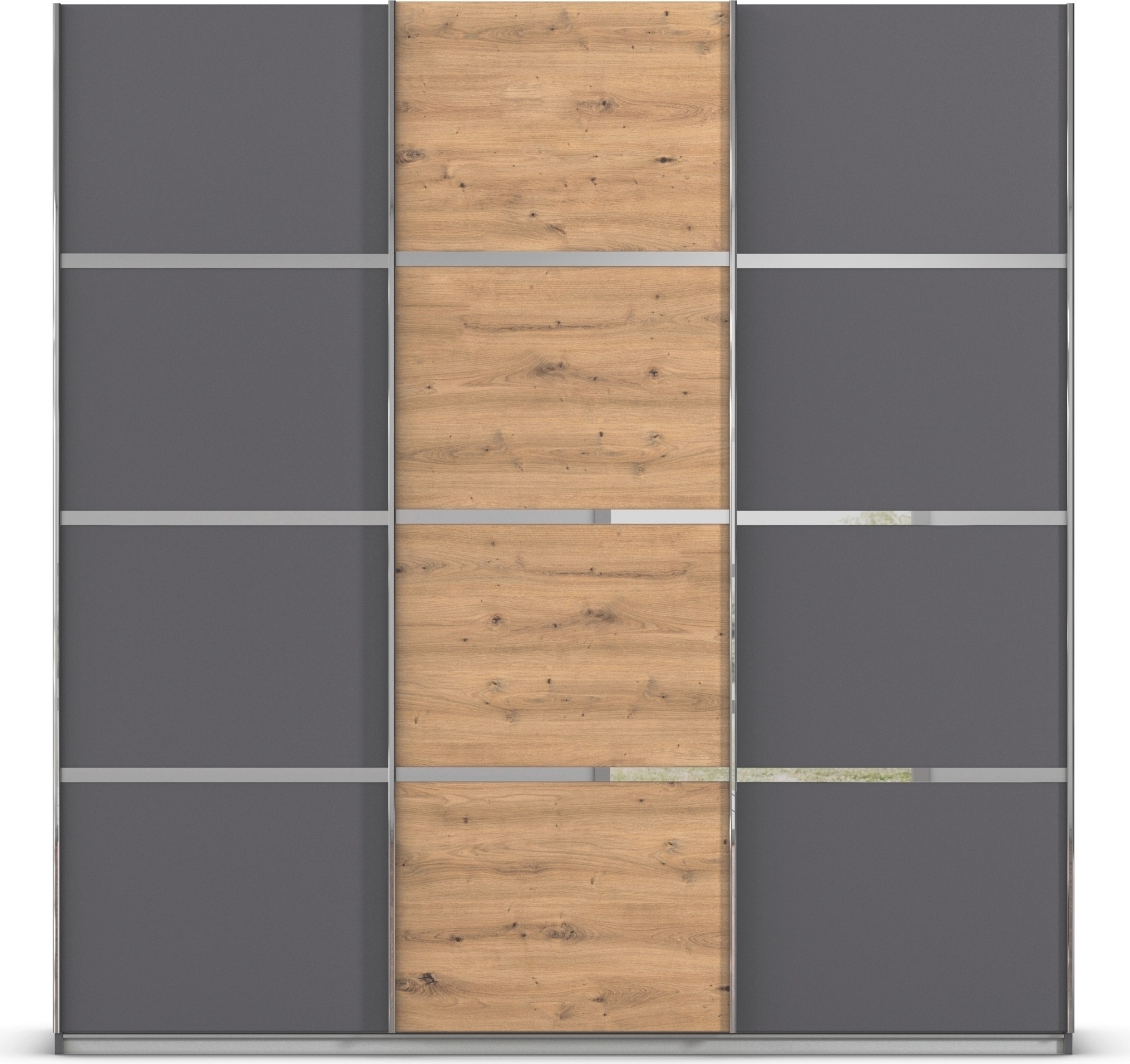 rauch Kleiderschrank »Schwebetürenschrank OTTO´s Choice Garderobe Schrank TOP ANGEBOT Avola«, (in 3 verschiedenen Ausstattungen BASIC/CLASSIC/PREMIUM), mit eleganten Zierleisten in Chrom, Schwarz oder Weiß MADE IN GERMANY