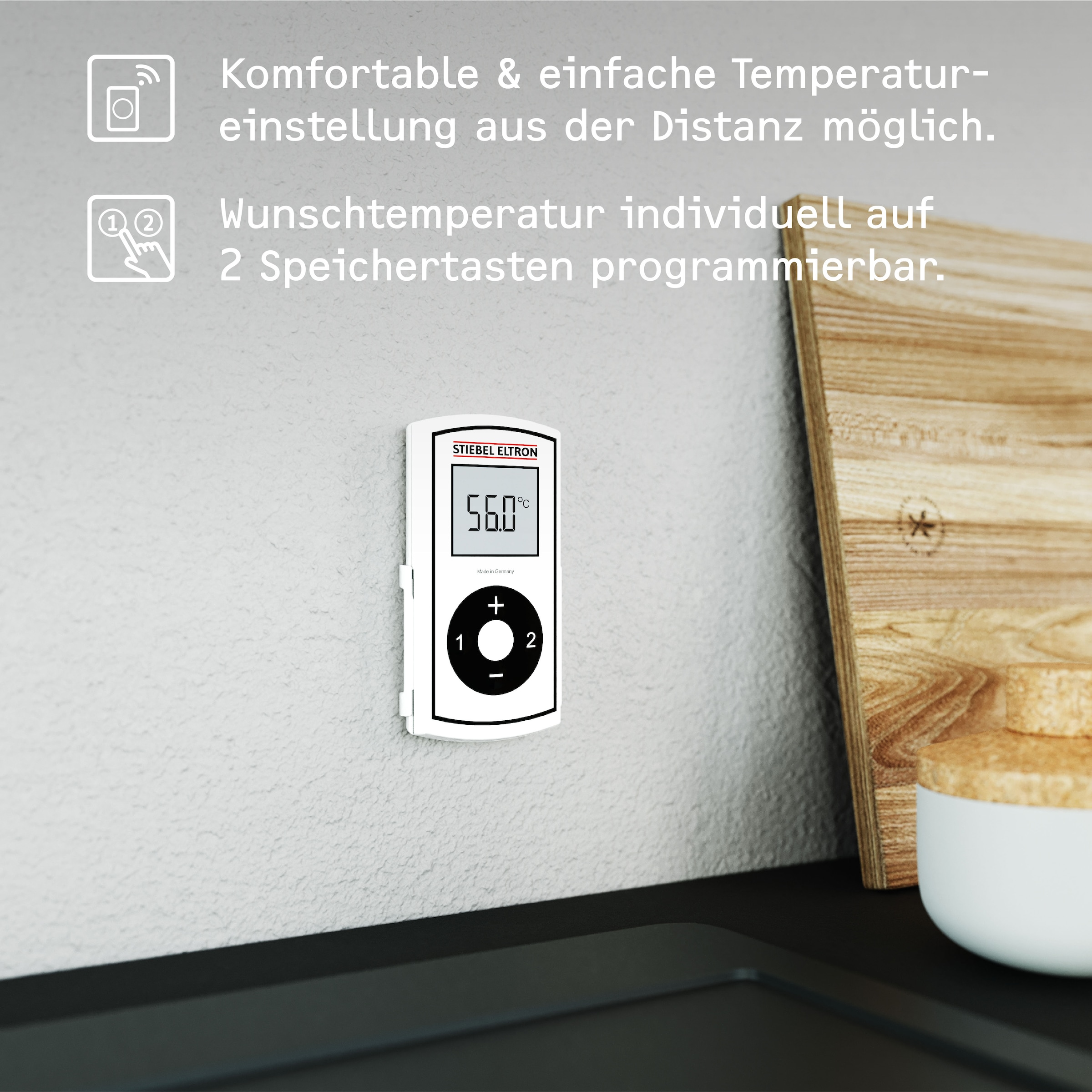 STIEBEL ELTRON Kompakt-Durchlauferhitzer »DCE 11/13 RC«, 3i Technologie für konstante Warmwassertemperatur, mit Fernbedienung