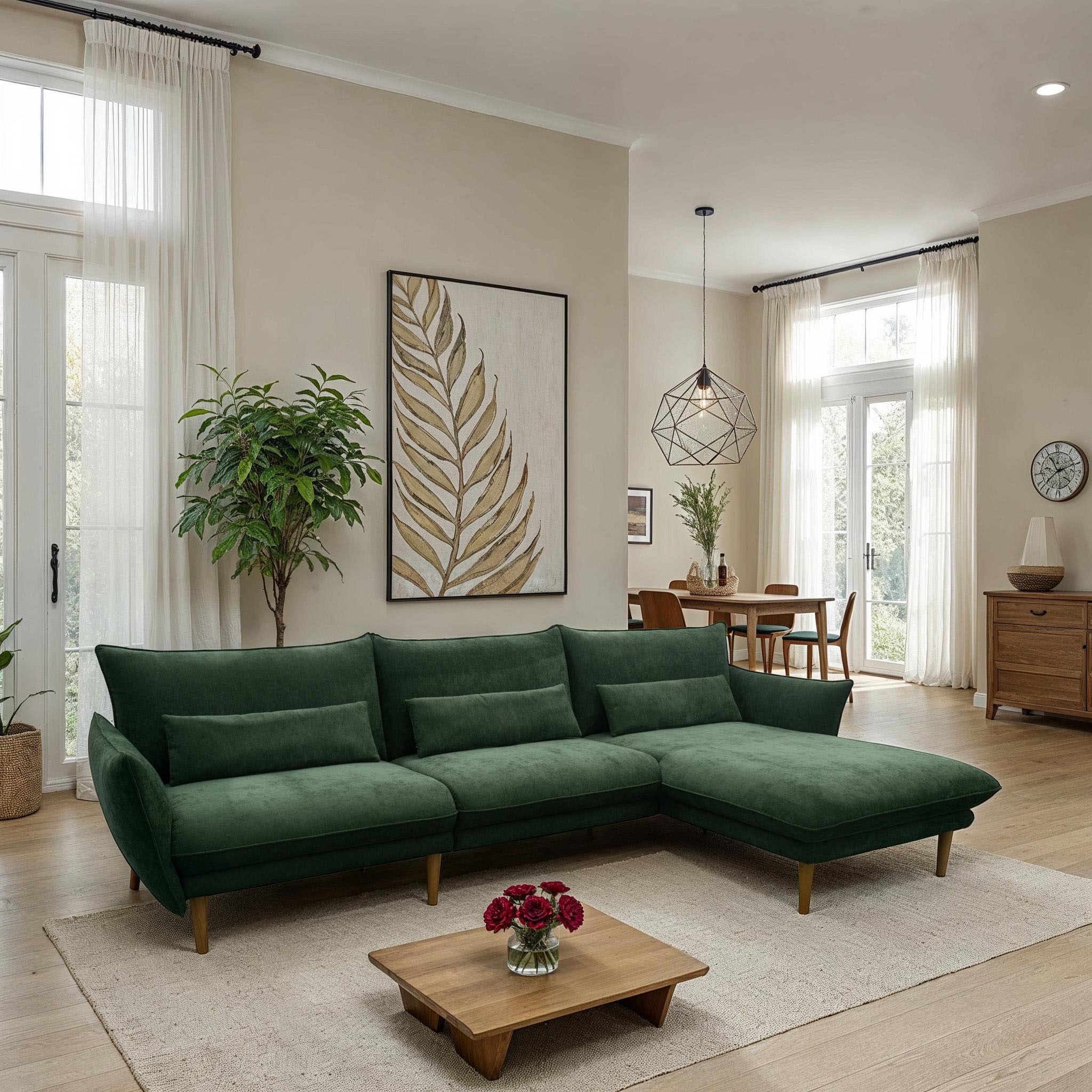 DOMO collection Ecksofa »100 032 modern mit schmalen Armlehnen, Breite 282cm, L-Form«
