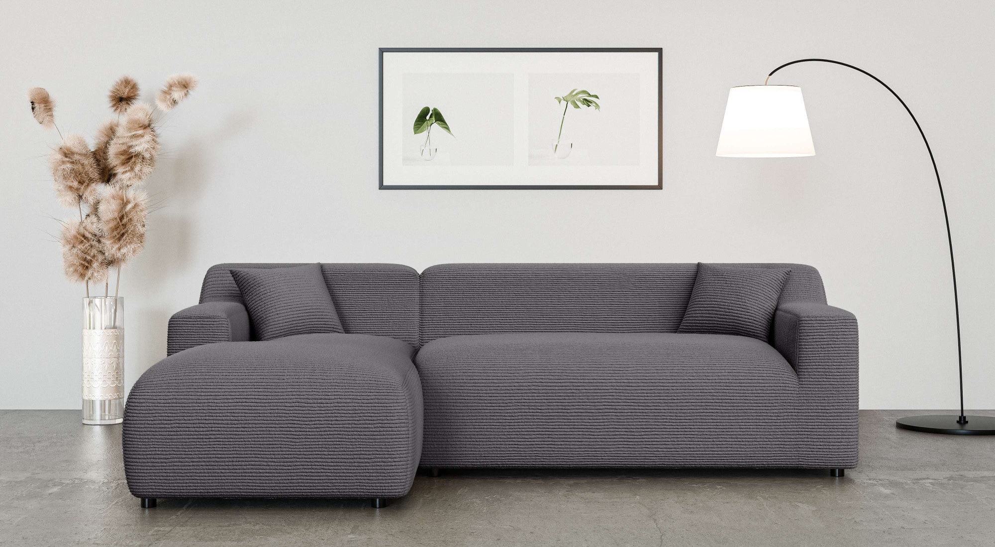 Home affaire Ecksofa »LILLIANA Designsofa, L-Form mit Recamiere rechts/links bestellbar« L-Form mit Wellenunterfederung, Maße B/T/H: 256/160/76 cm