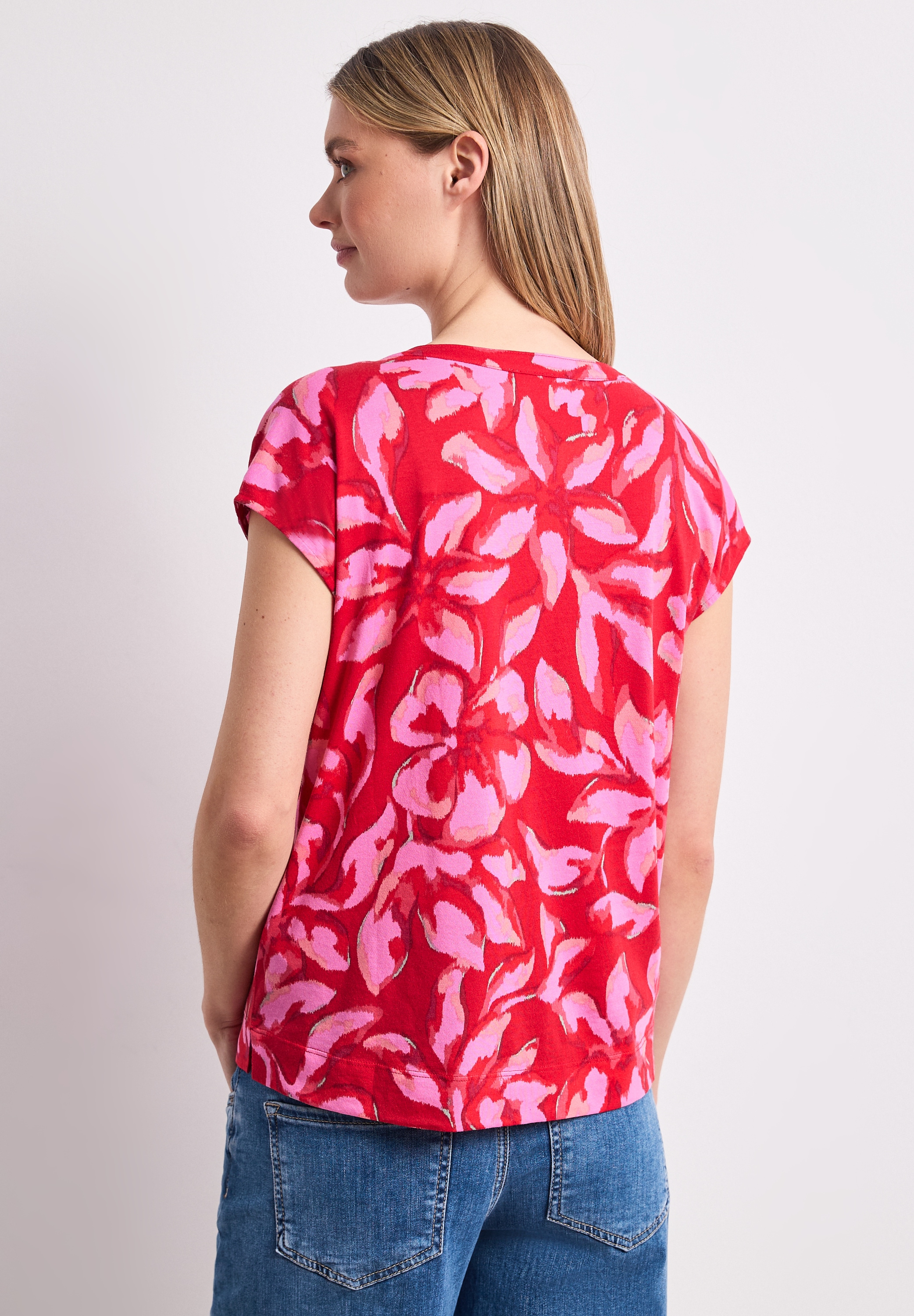 STREET ONE Shirttop Sommershirt im floralem Look und mit Knopfleiste