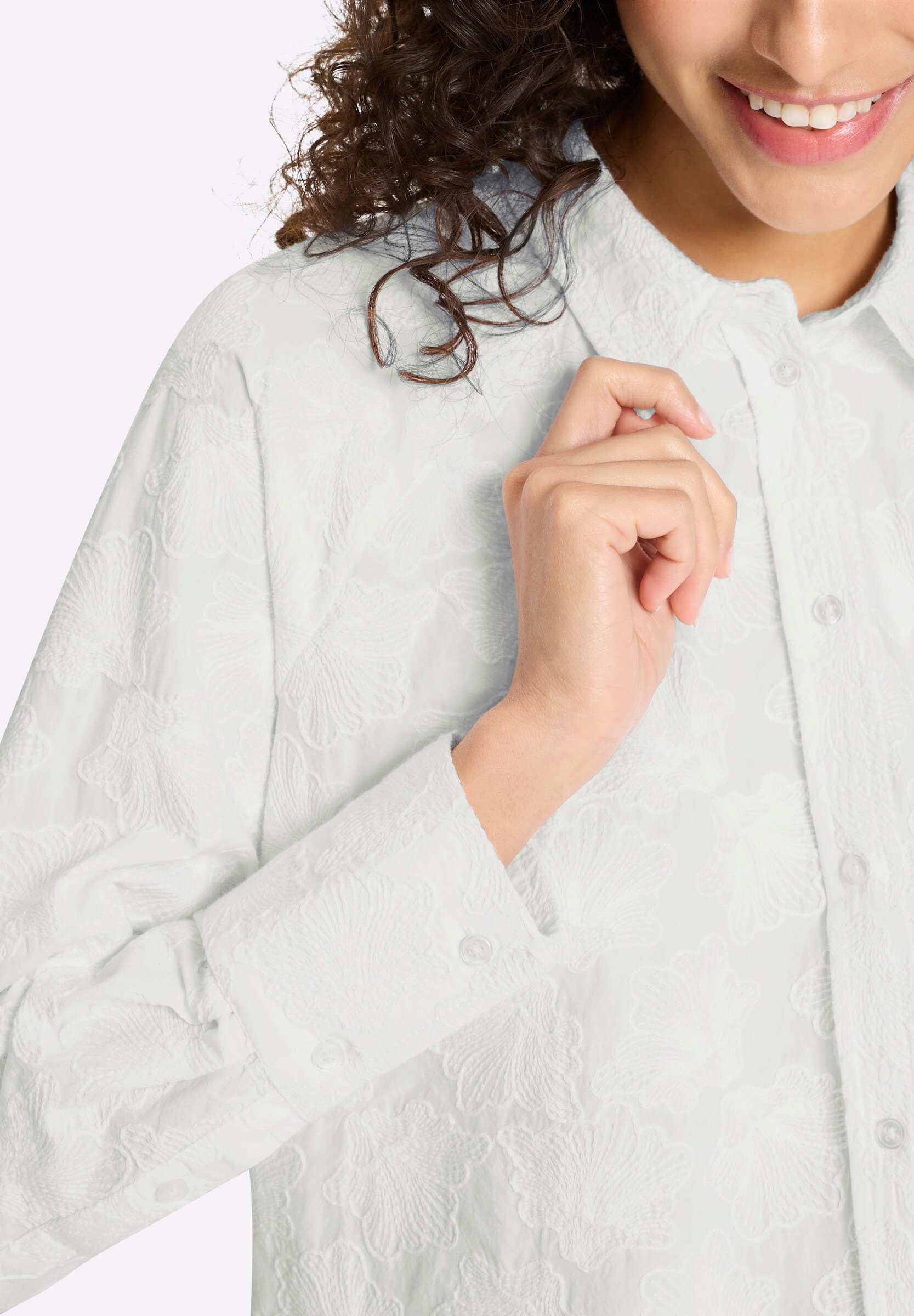 heine Hemdbluse »Bluse Baumwollbluse mit Strukturmuster«