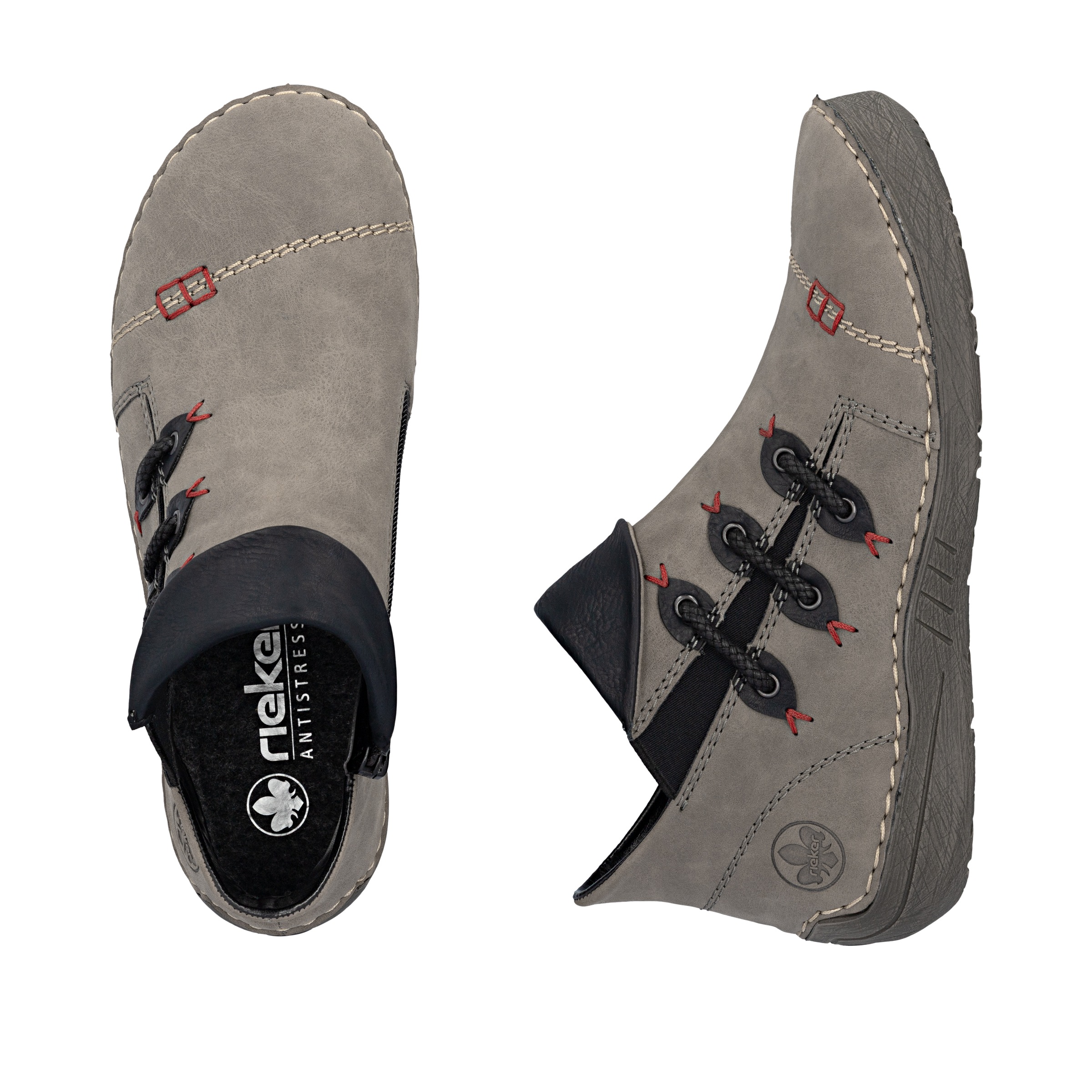 Rieker Stiefelette  Schlupfboots, Slipper mit bunten Applikationen seitlich