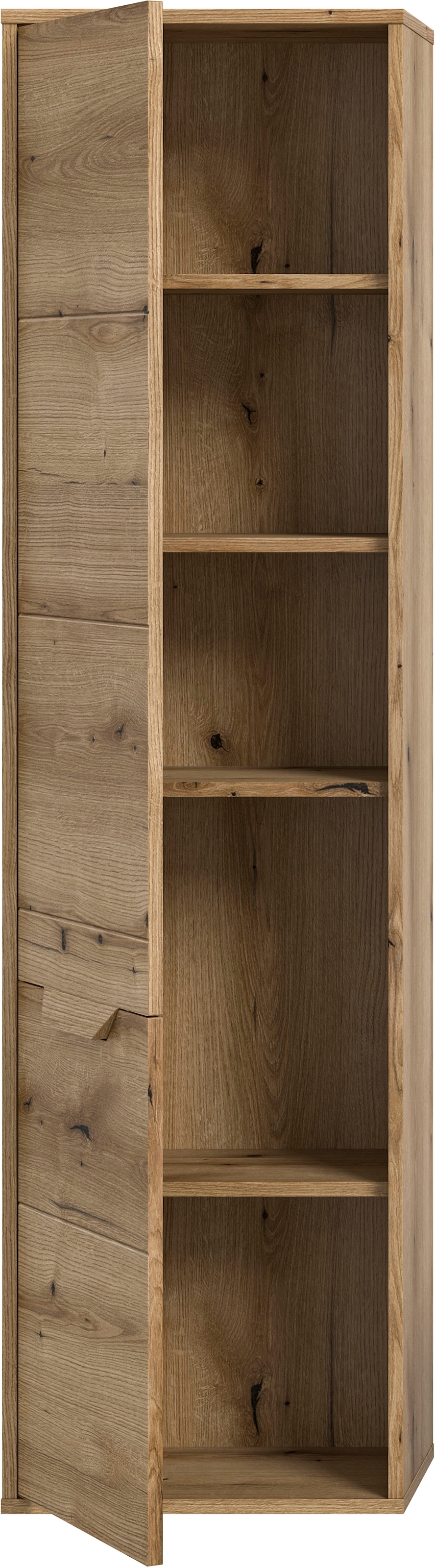 welltime Hochschrank »Kayu, Höhe 164 cm, stehend/hängend montierbar, 1 Tür, 4 Einlegeböden«, Türanschlag wechselbar, Badschrank, Bad-Möbel, Badezimmer, Bad