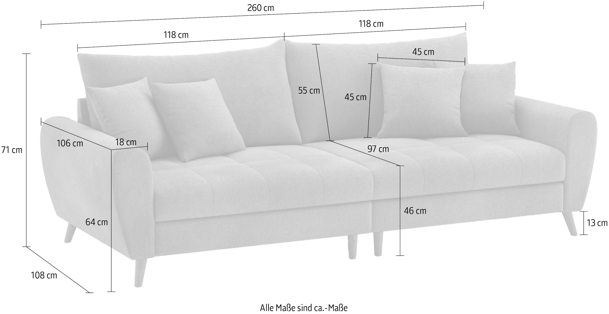 Mr. Couch Big-Sofa »Blackburn II«, Wahlweise mit Kaltschaumpolsterung bis 140 kg belastbar