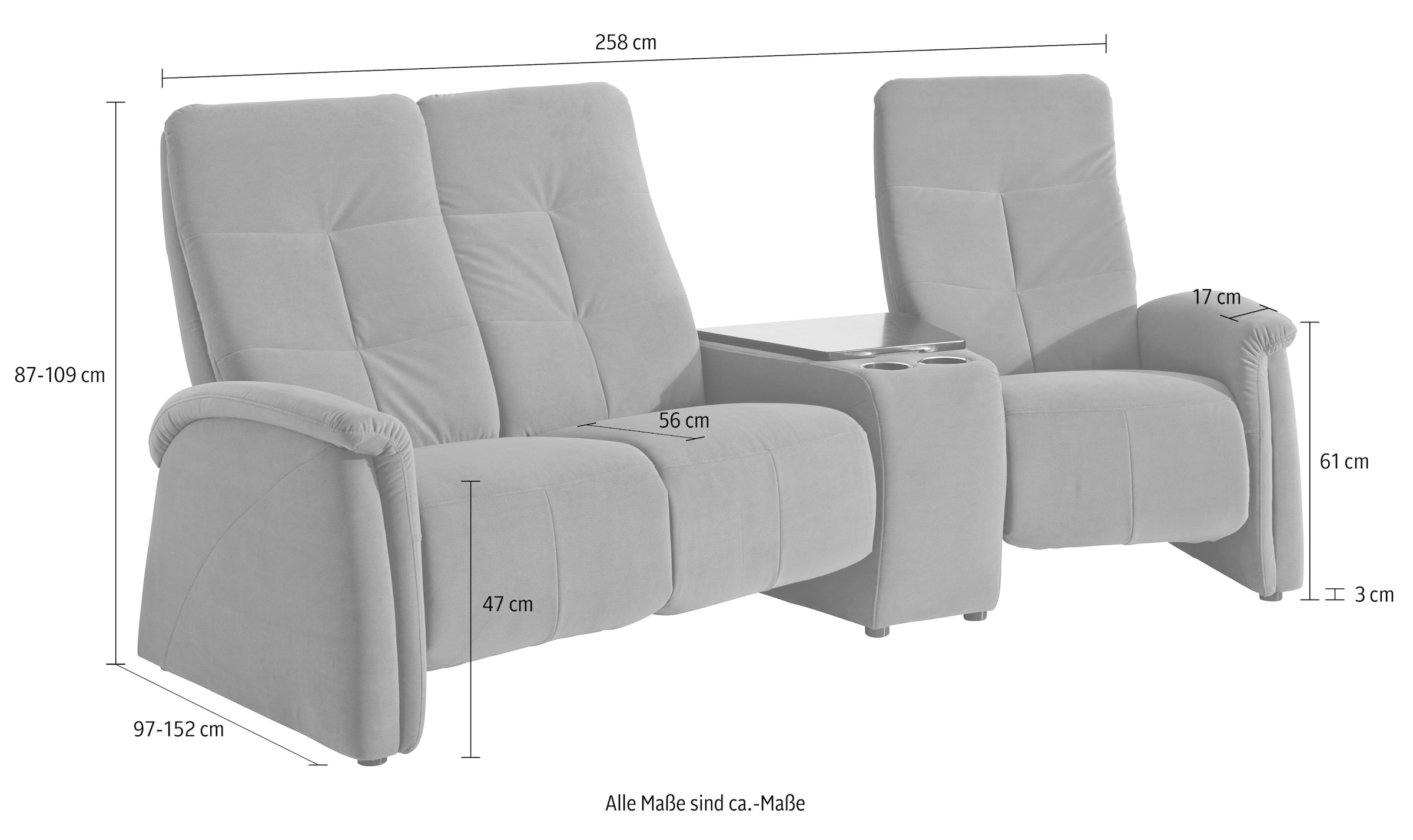 exxpo - sofa fashion 3-Sitzer »Tivoli, Kinosofa mit Tischablage und Stauraumfach, bequem«, mit Relaxfunktion