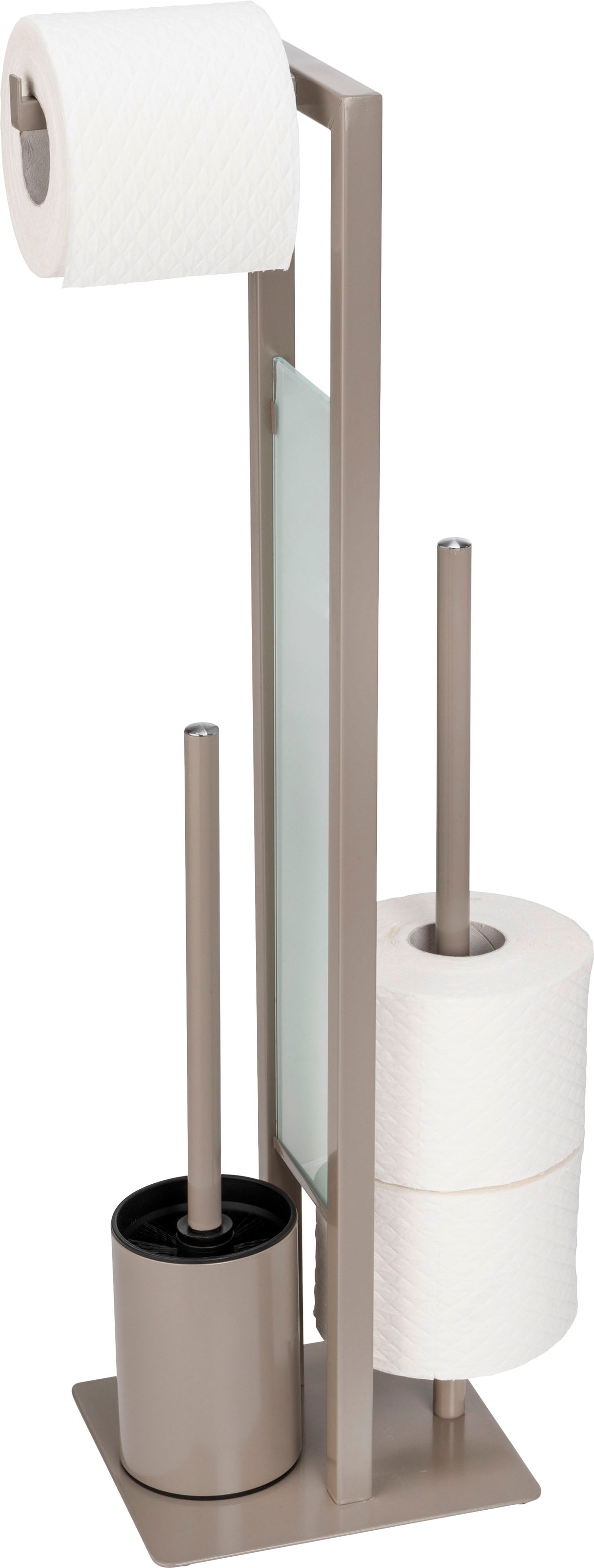 WENKO WC-Garnitur »Rivalta«, aus Glas-Polypropylen, taupe, Platte aus Sicherheitsglas