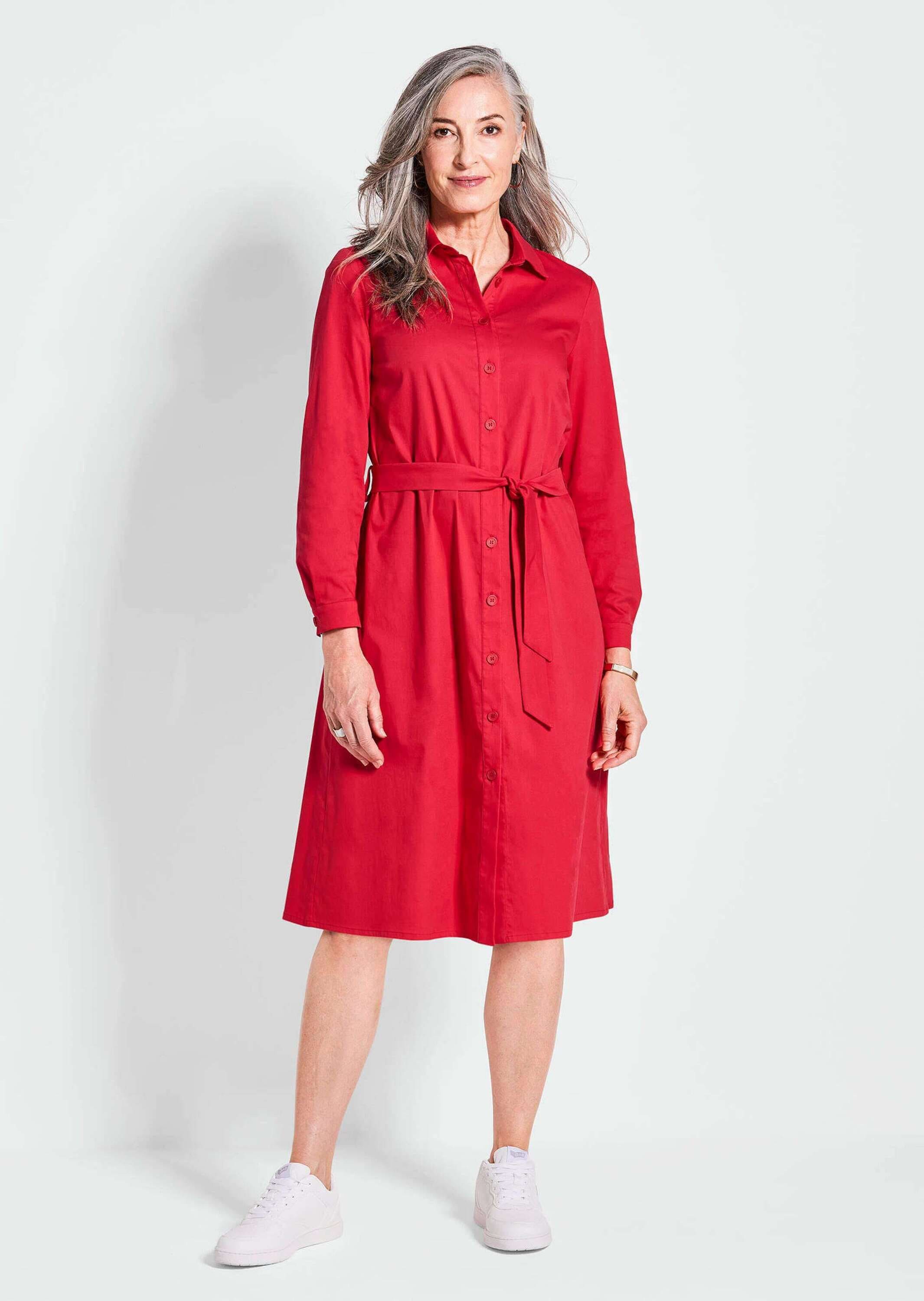 GOLDNER Sommerkleid »Elegantes Hemdblusenkleid mit Bindegürtel«